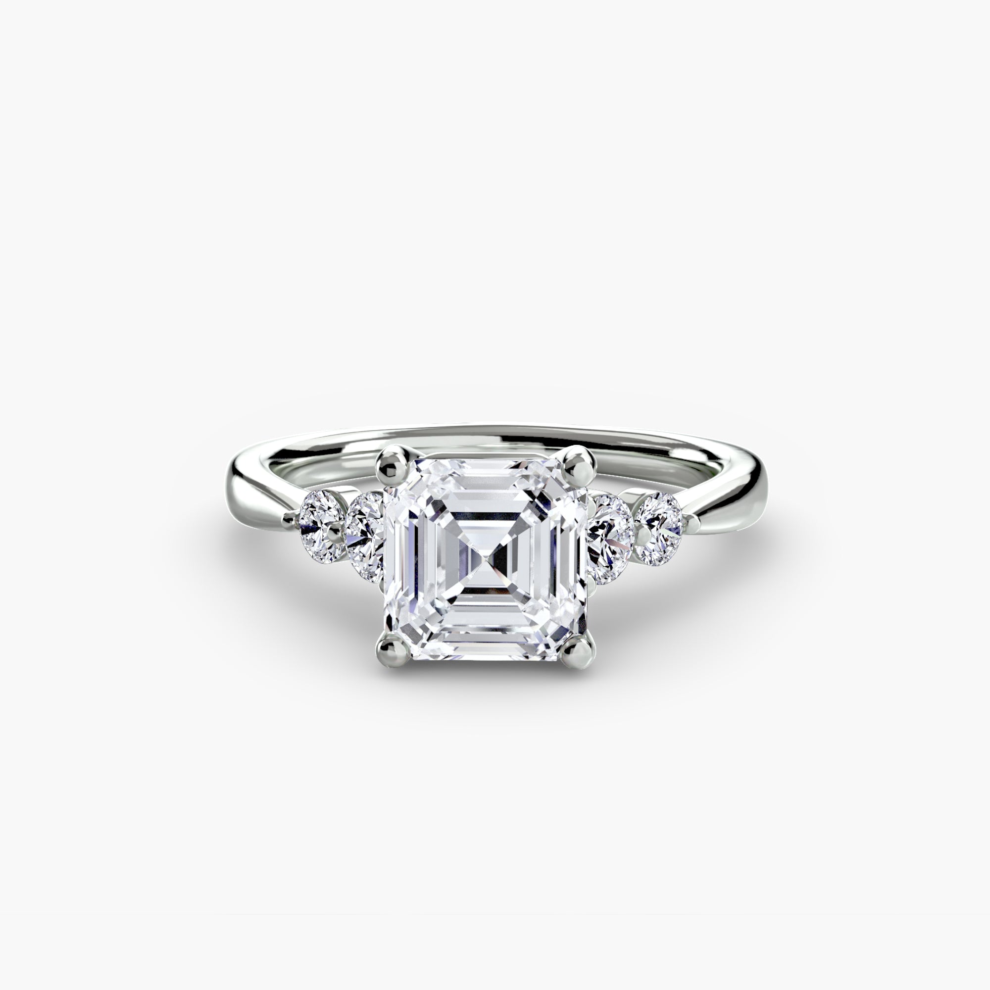 Anello solitario con spalle impreziosite, gambo 2,0 mm