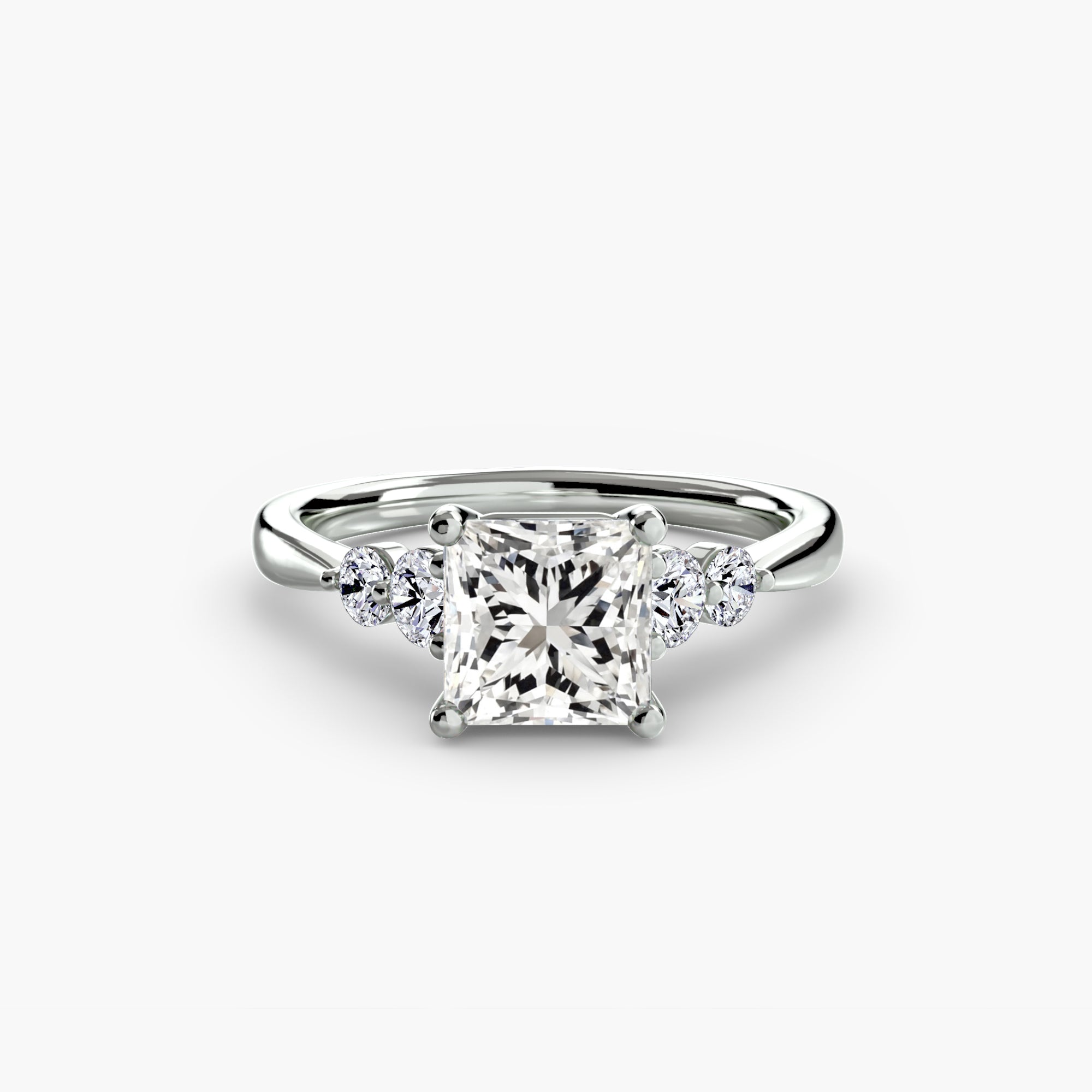 Anello solitario con spalle impreziosite, gambo 2,0 mm