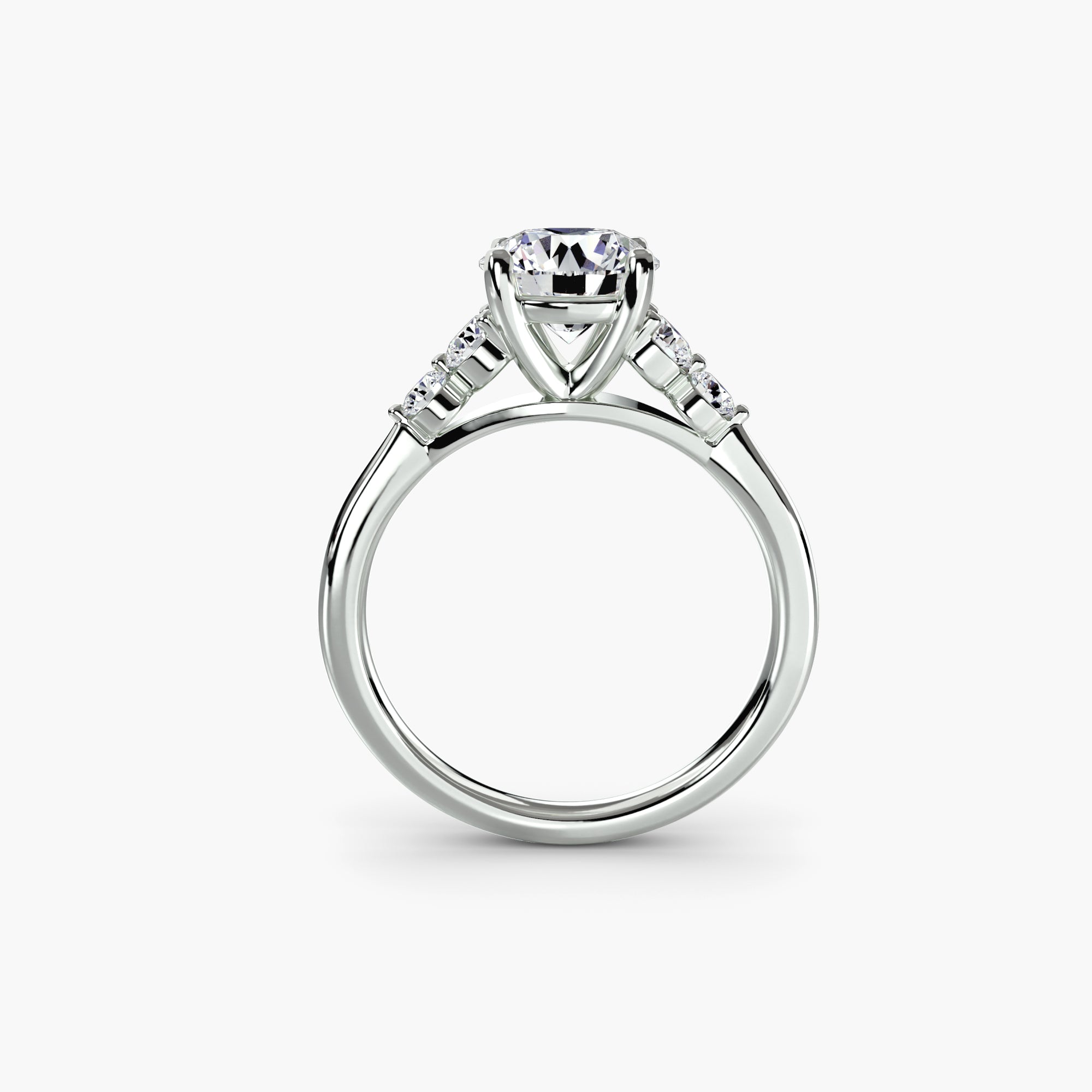 Anello solitario con spalle impreziosite, gambo 2,0 mm