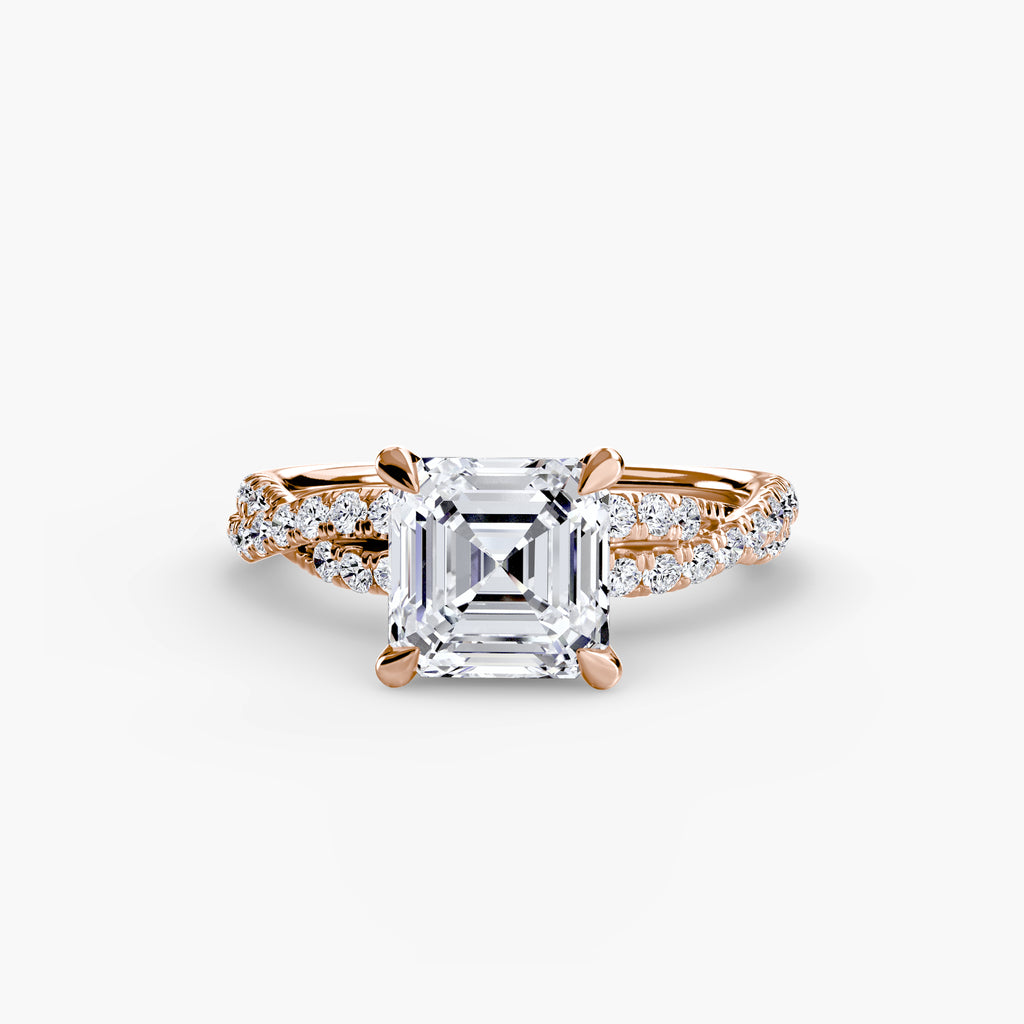 Anello solitario intrecciato con pavé — montatura
