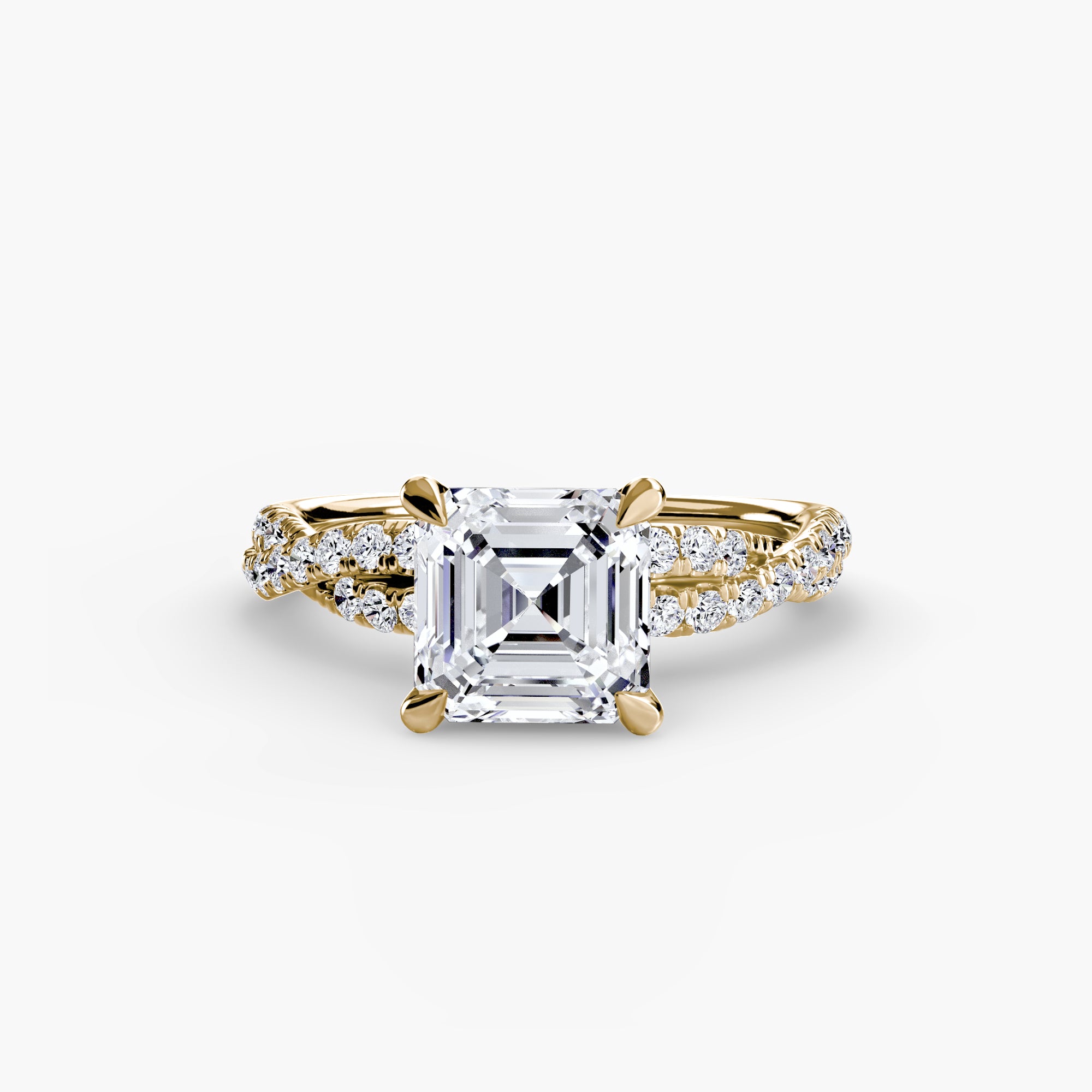 Anello solitario intrecciato con pavé — montatura