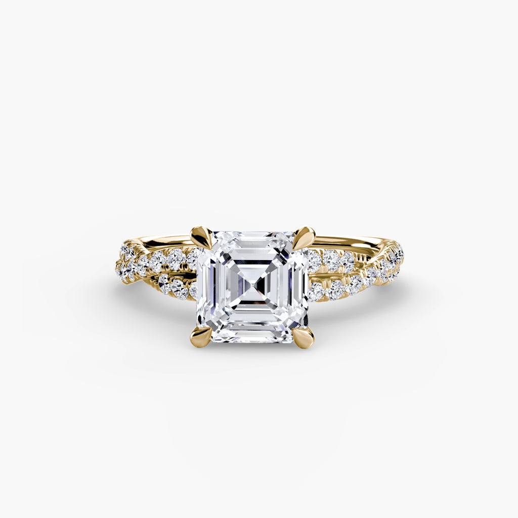 Anello solitario intrecciato con pavé — montatura
