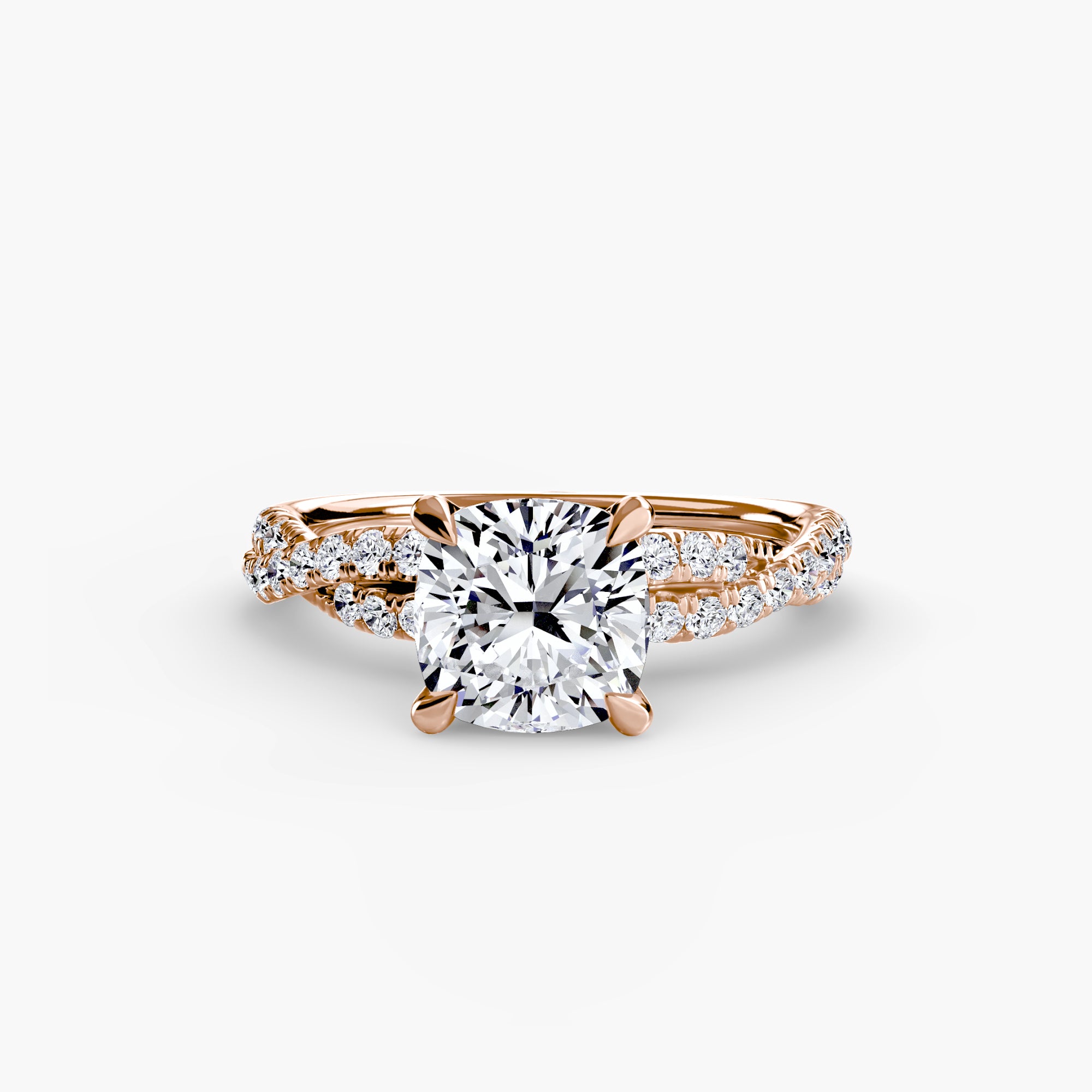 Anello solitario intrecciato con pavé — montatura