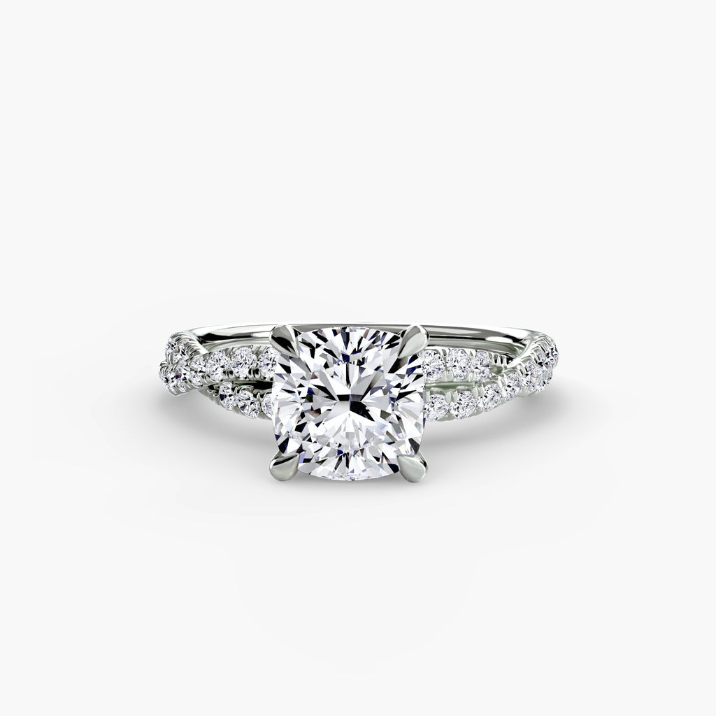 Anello solitario intrecciato con pavé — montatura