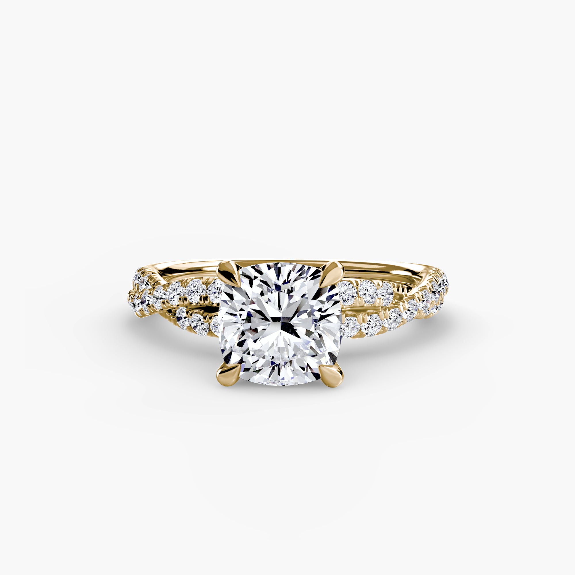 Anello solitario intrecciato con pavé — montatura