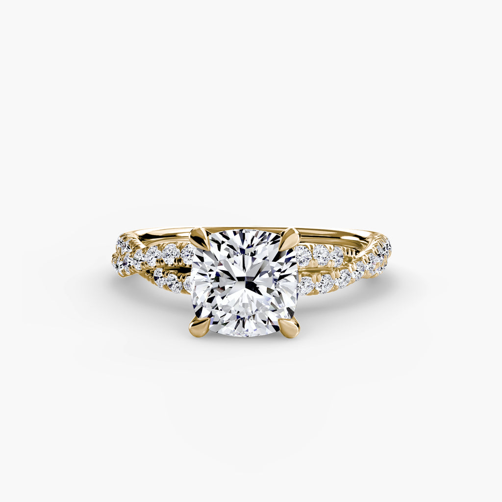 Anello solitario intrecciato con pavé — montatura