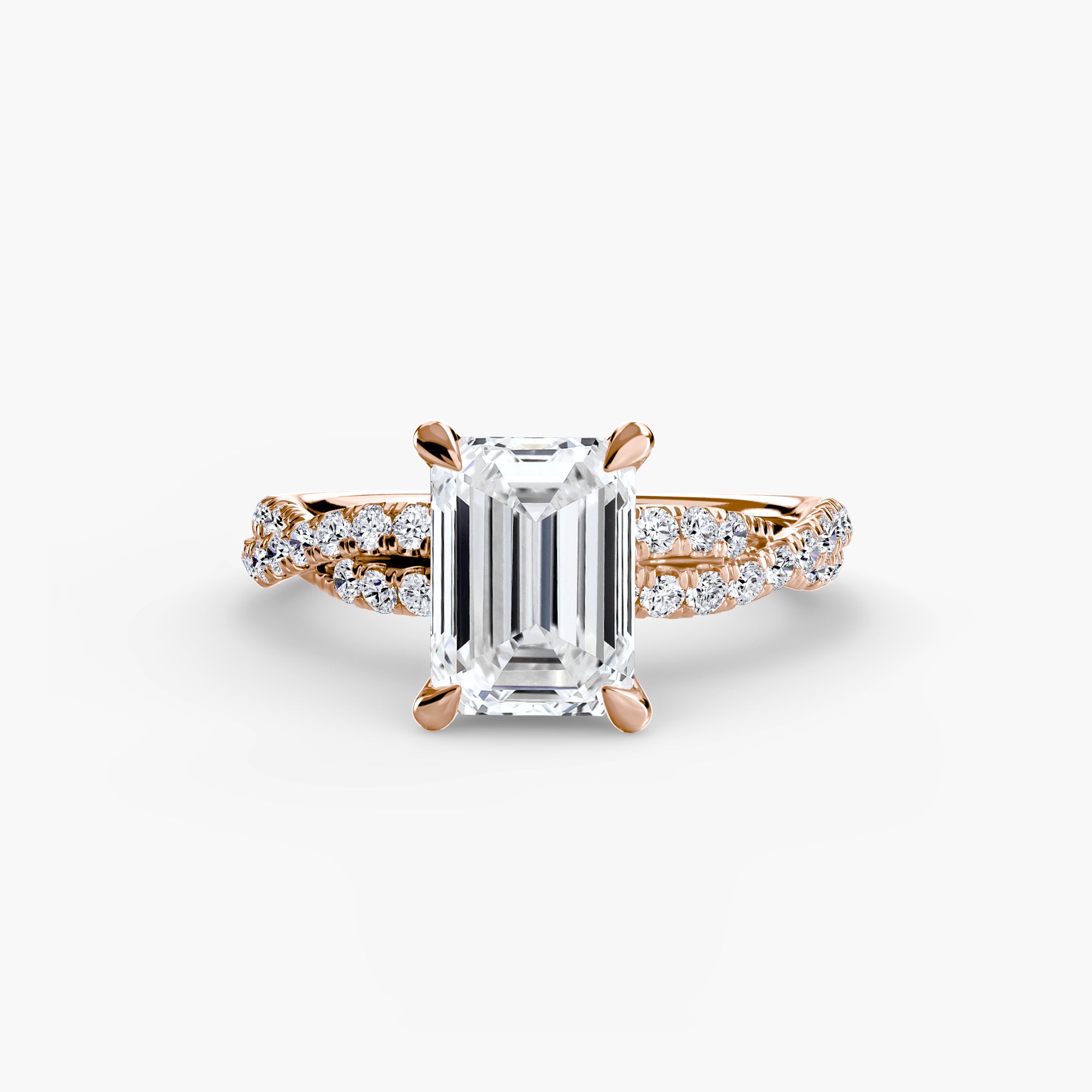 Anello solitario intrecciato con pavé — montatura