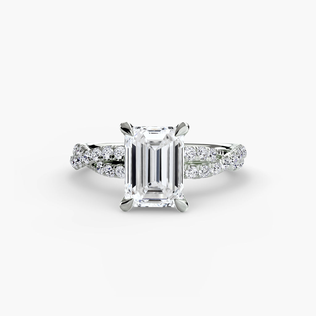 Anello solitario intrecciato con pavé — montatura