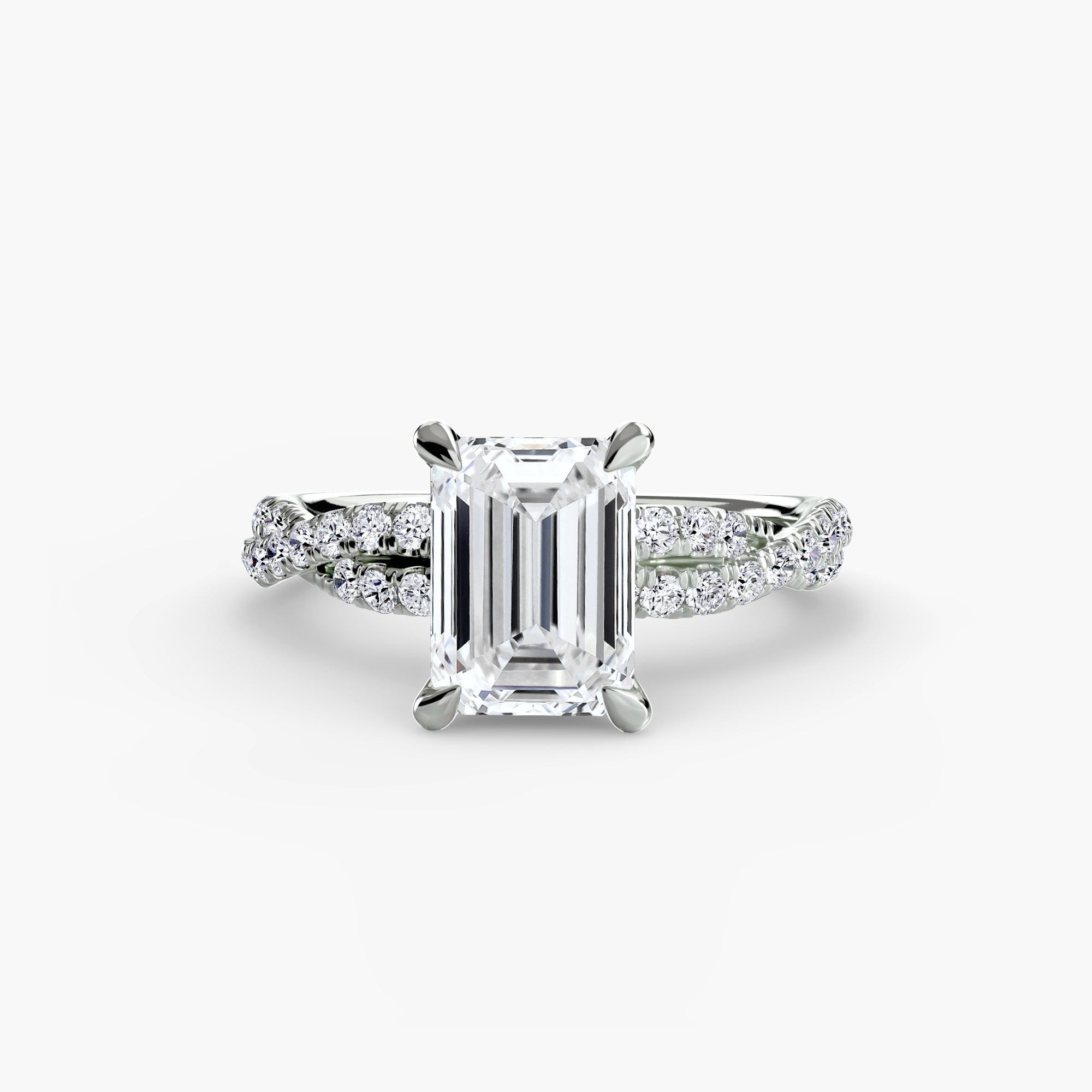 Anello solitario intrecciato con pavé — montatura