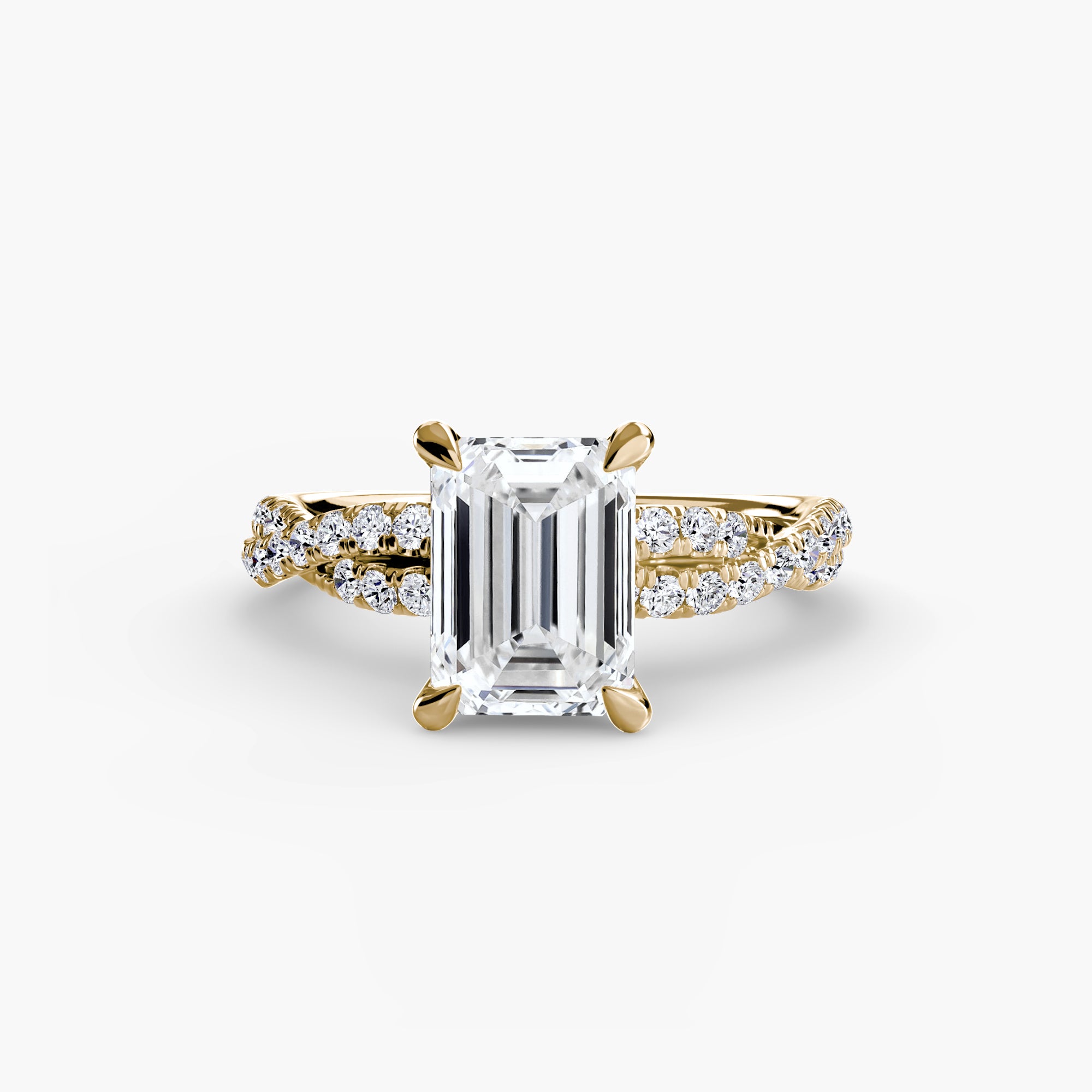 Anello solitario intrecciato con pavé — montatura