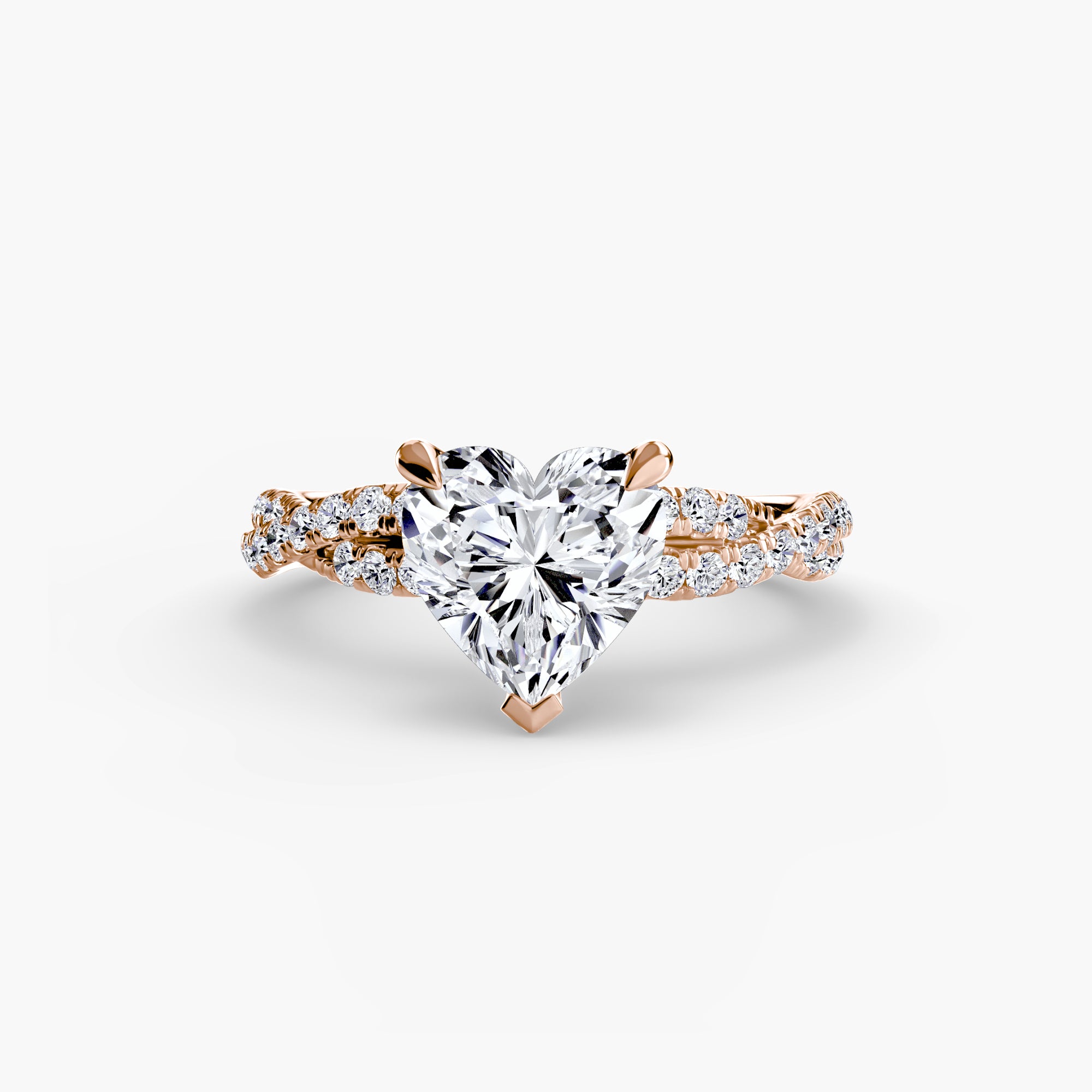 Anello solitario intrecciato con pavé — montatura