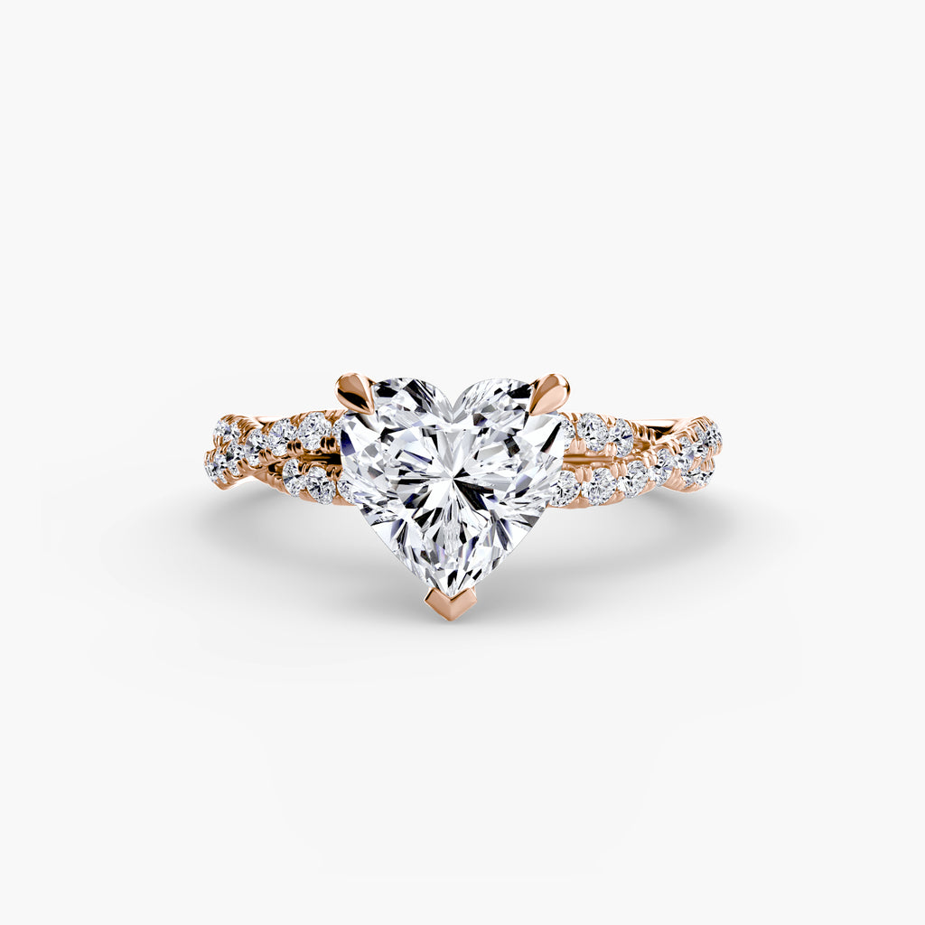 Anello solitario intrecciato con pavé — montatura