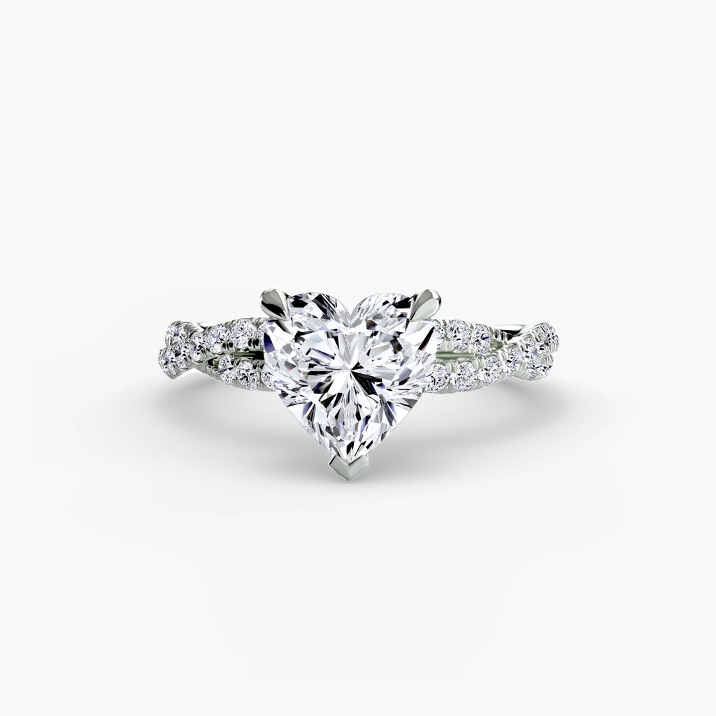 Anello solitario intrecciato con pavé — montatura