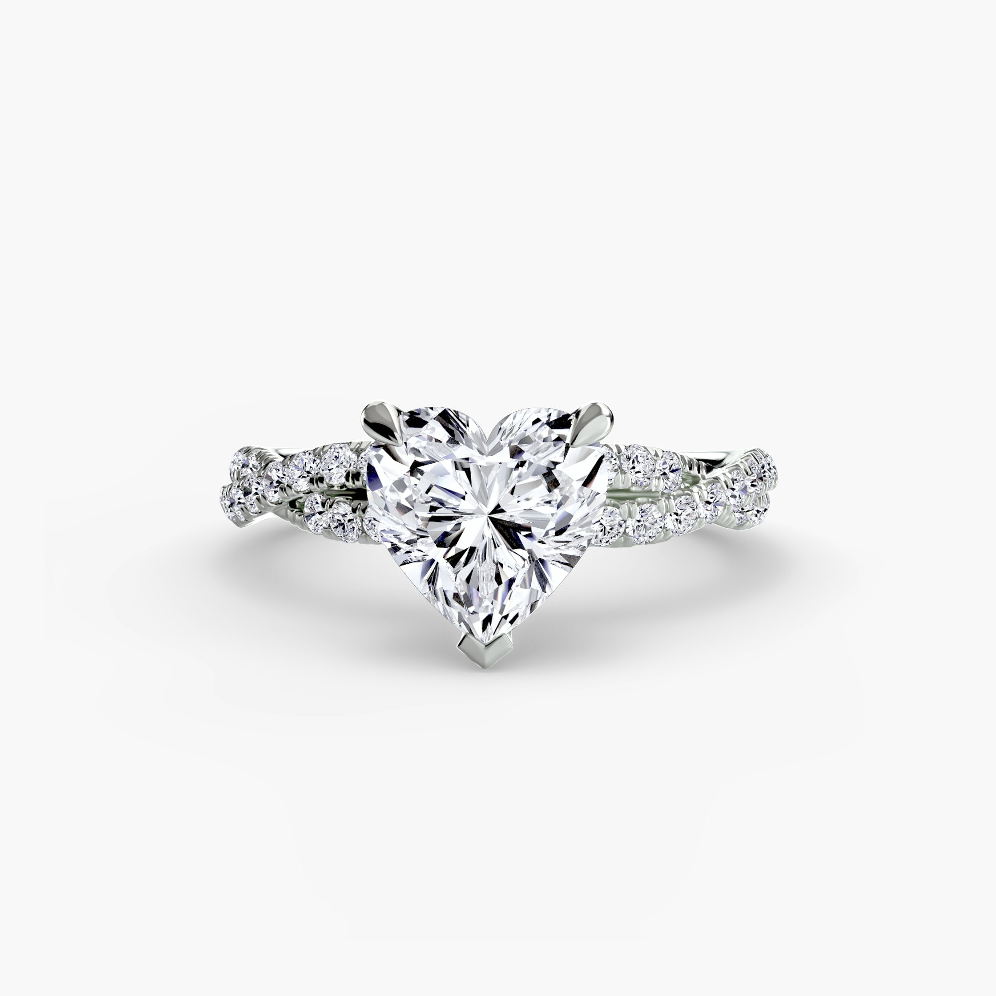 Anello solitario intrecciato con pavé — montatura