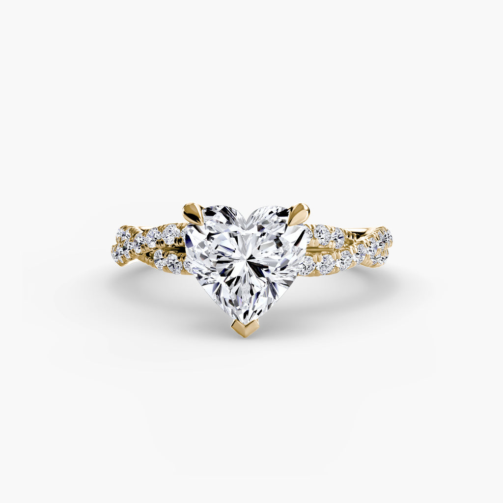 Anello solitario intrecciato con pavé — montatura