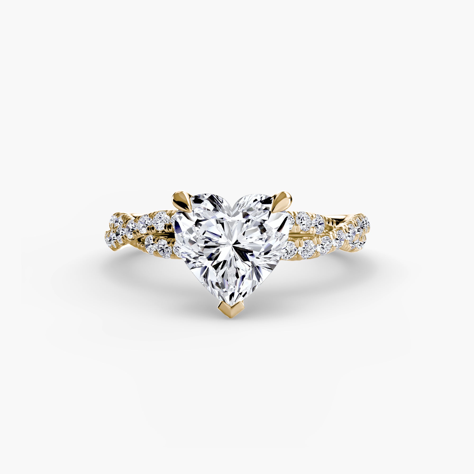 Anello solitario intrecciato con pavé — montatura
