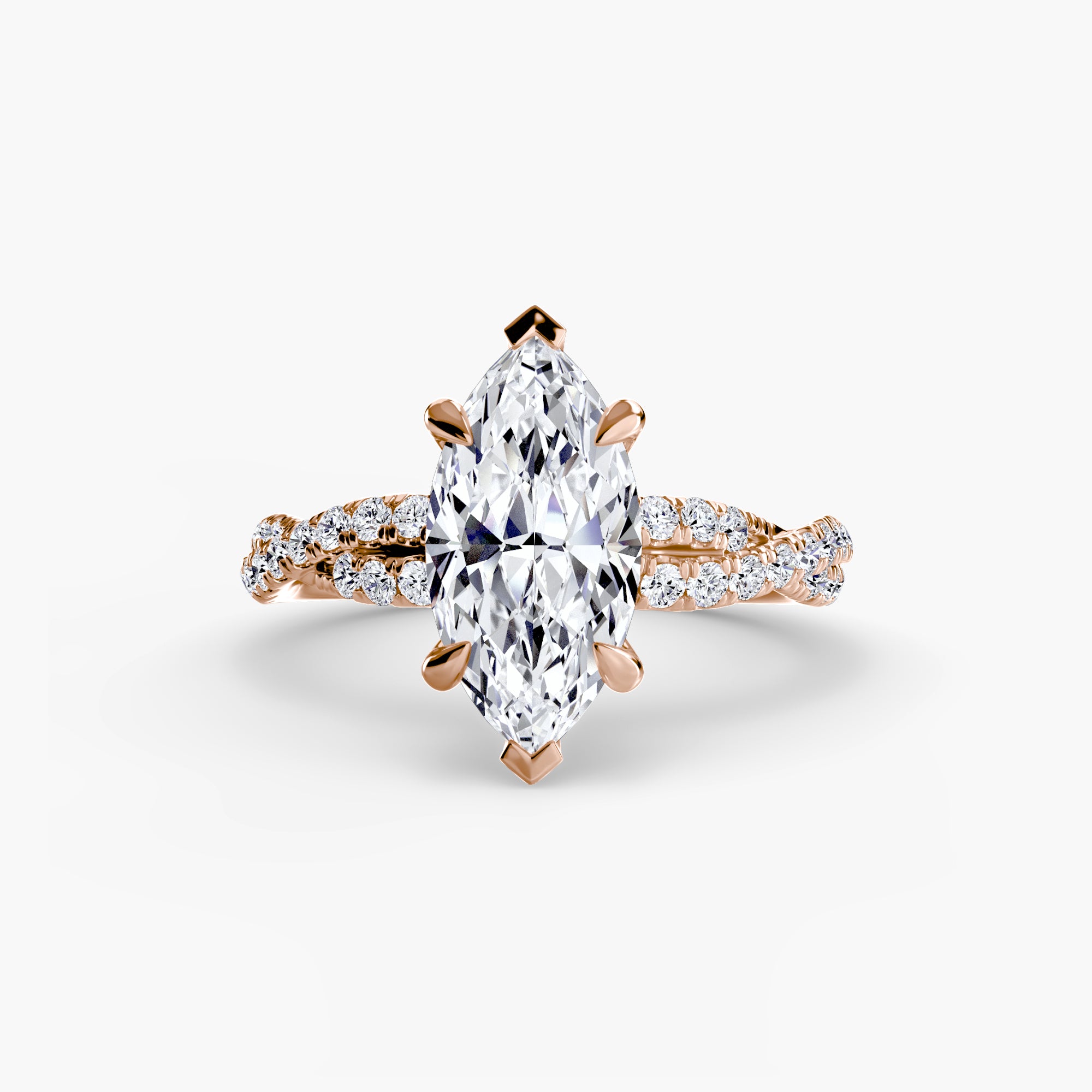 Anello solitario intrecciato con pavé — montatura