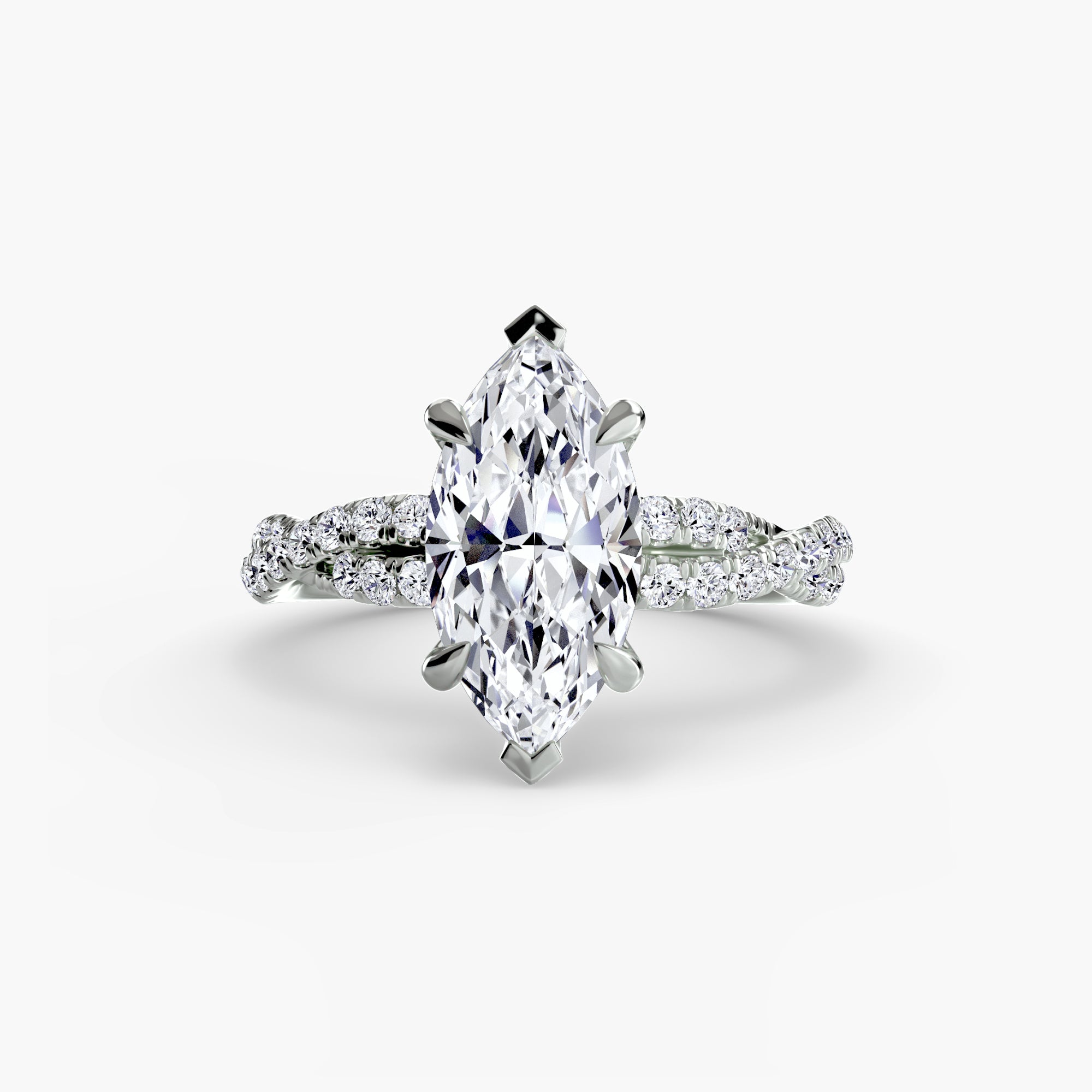 Anello solitario intrecciato con pavé — montatura