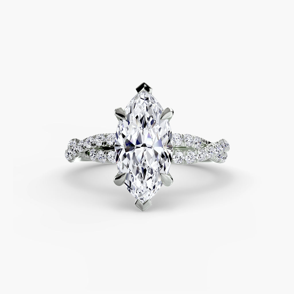 Anello solitario intrecciato con pavé — montatura