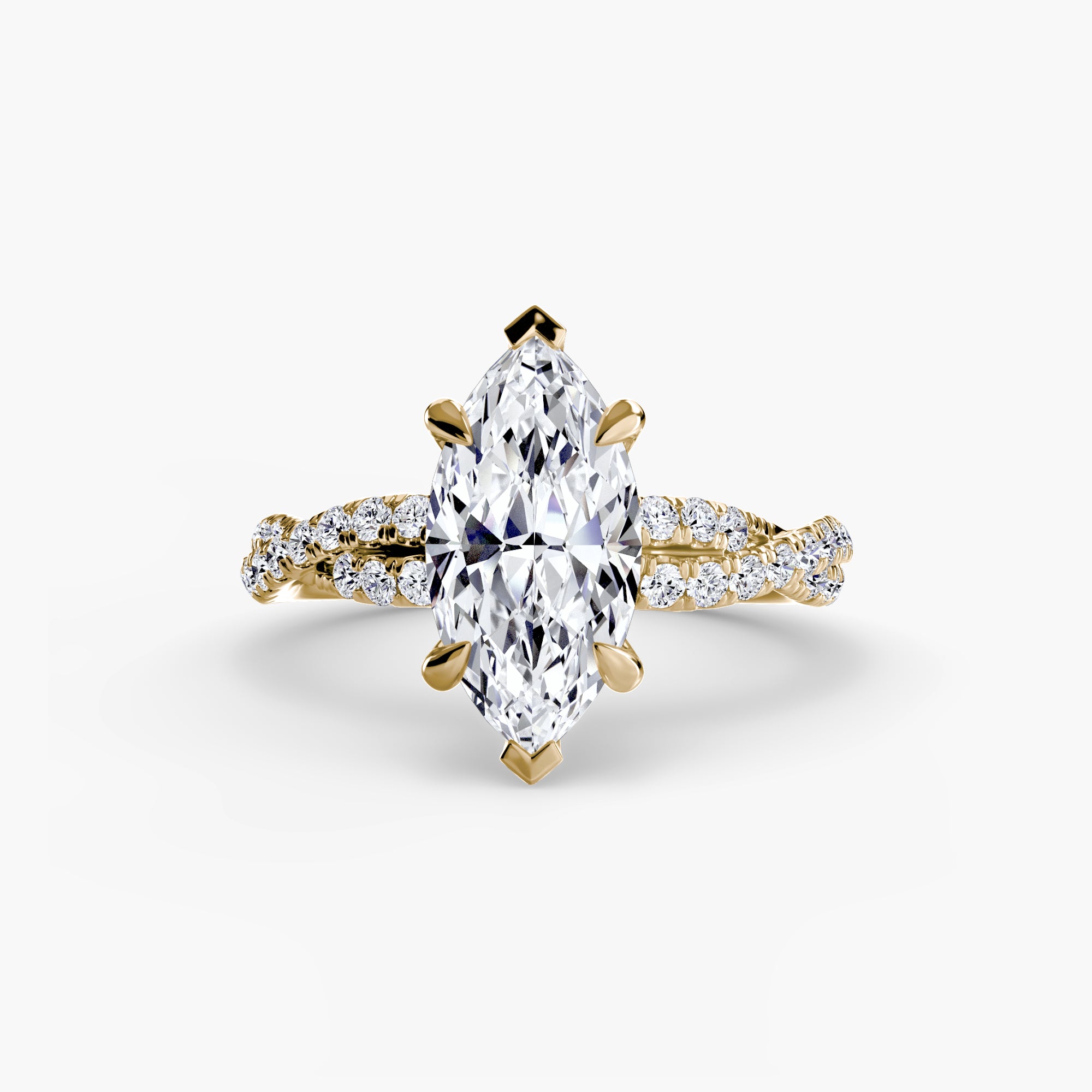 Anello solitario intrecciato con pavé — montatura