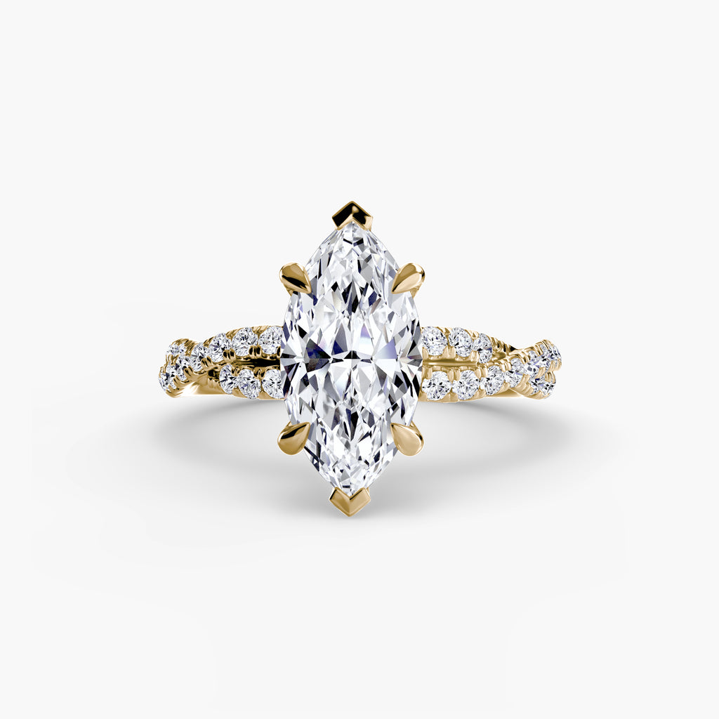 Anello solitario intrecciato con pavé — montatura