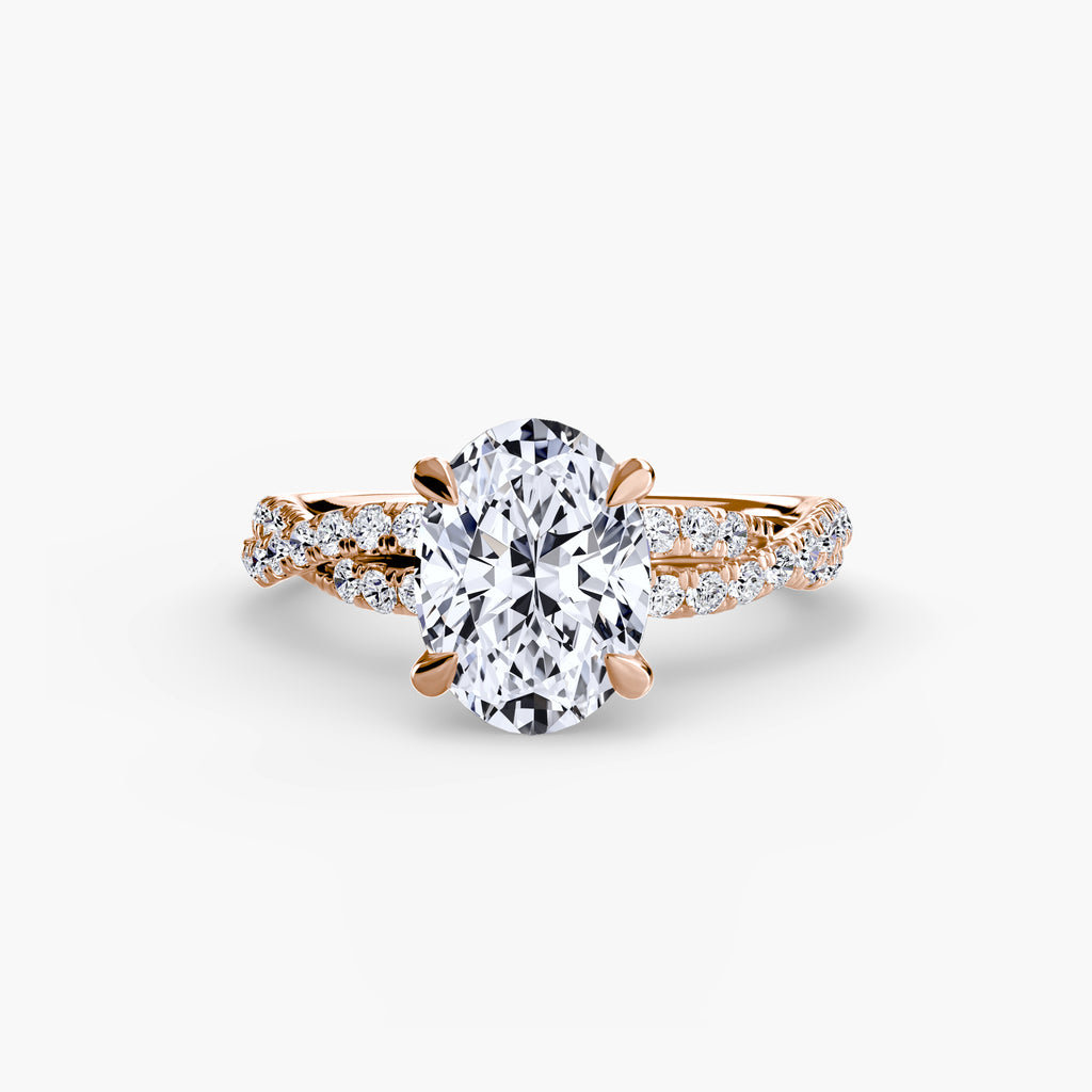 Anello solitario intrecciato con pavé — montatura