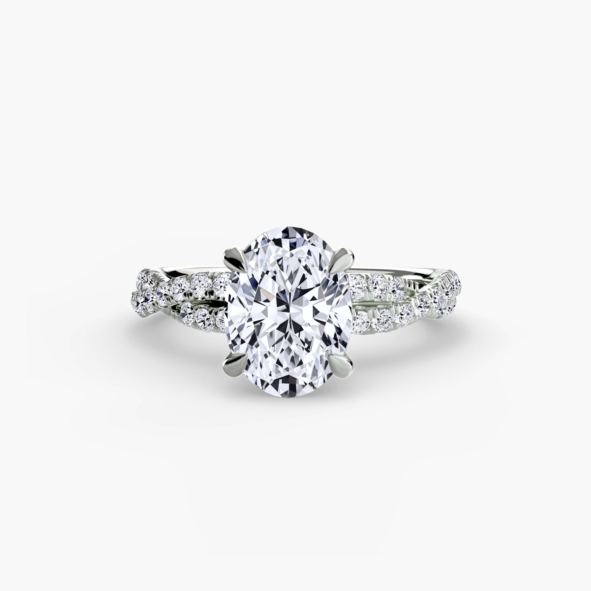 Anello solitario intrecciato con pavé — montatura