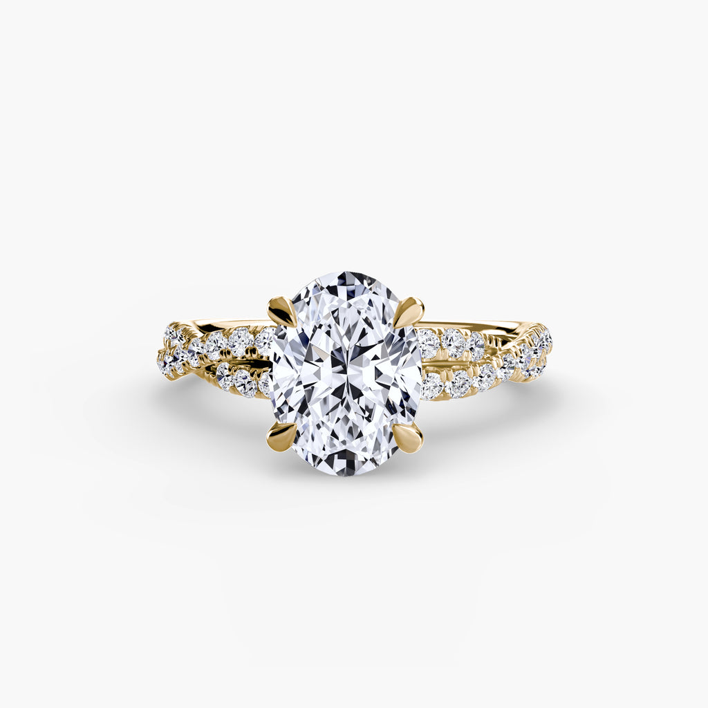 Anello solitario intrecciato con pavé — montatura