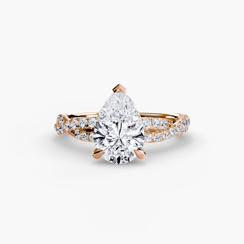 Anello solitario intrecciato con pavé — montatura