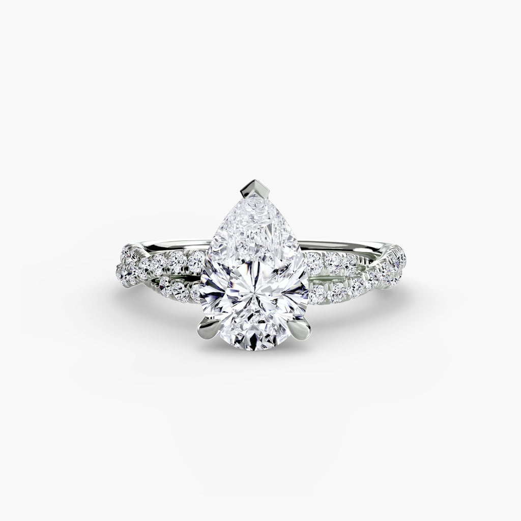 Anello solitario intrecciato con pavé — montatura