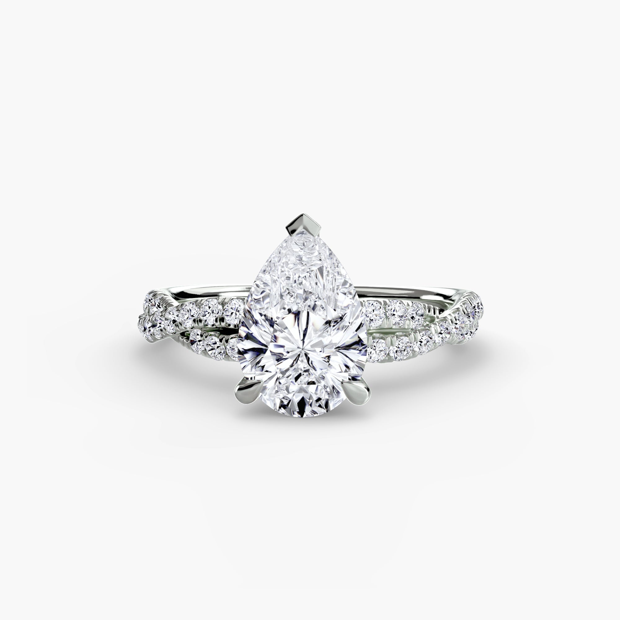 Anello solitario intrecciato con pavé — montatura