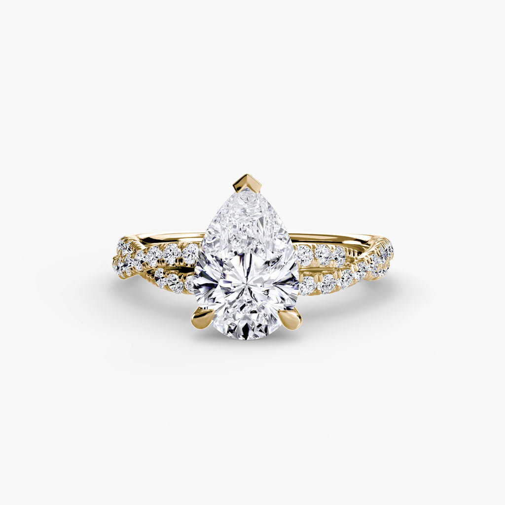 Anello solitario intrecciato con pavé — montatura