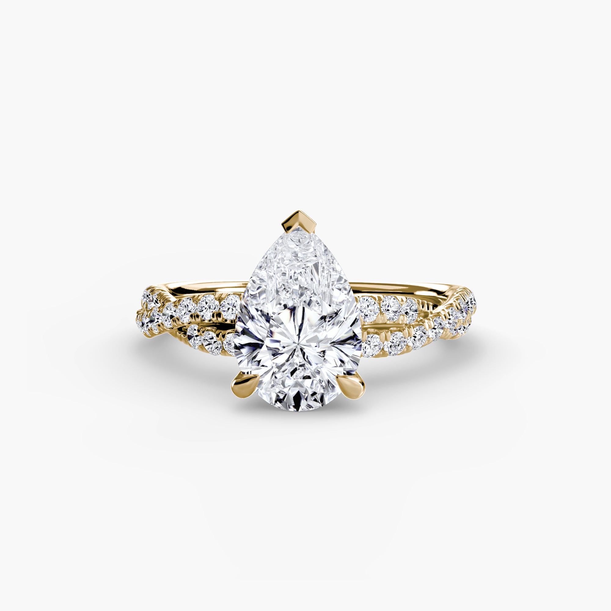 Anello solitario intrecciato con pavé — montatura