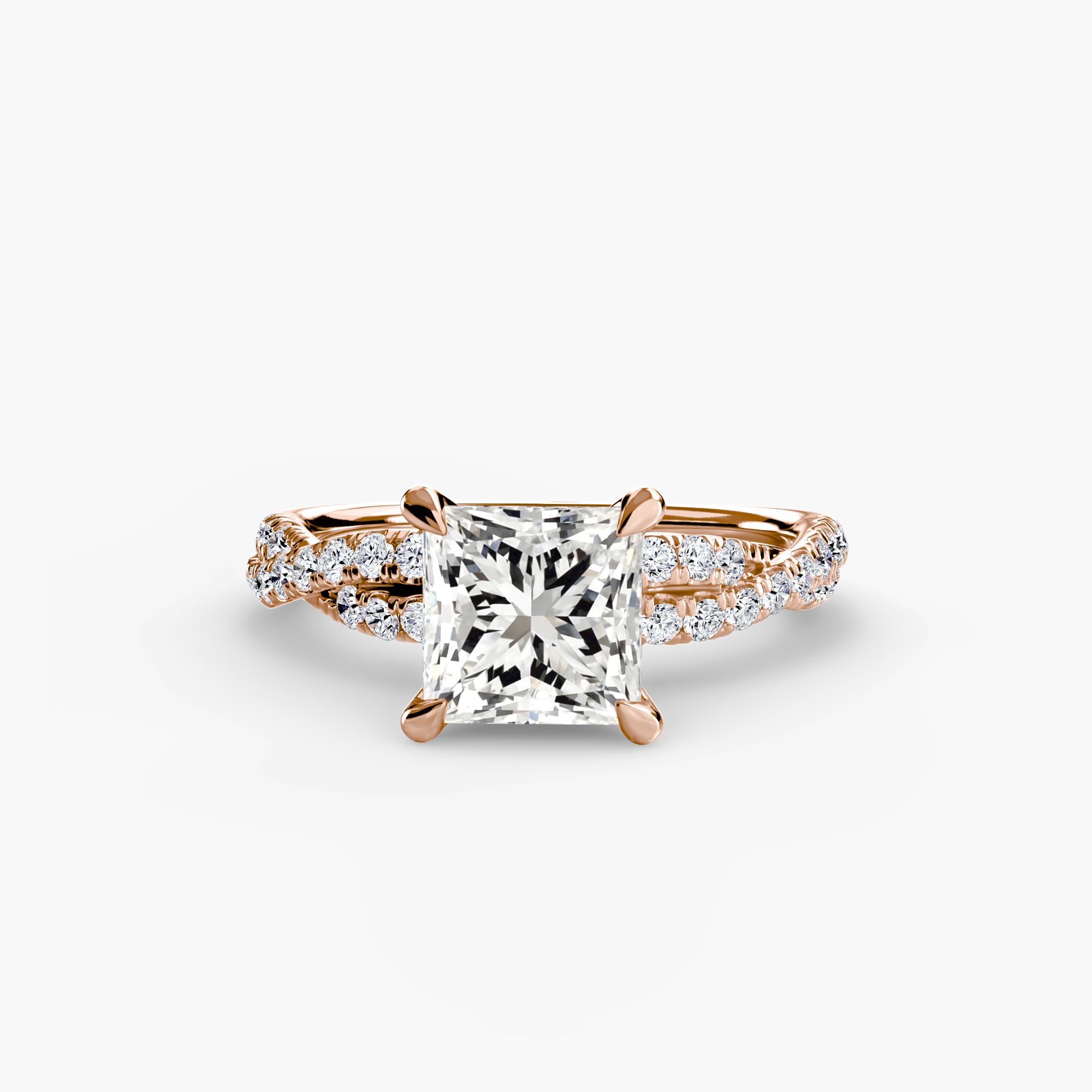 Anello solitario intrecciato con pavé — montatura