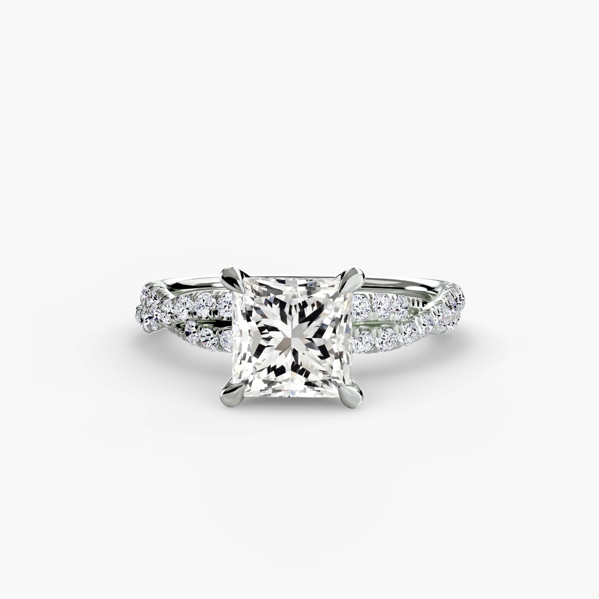 Anello solitario intrecciato con pavé — montatura