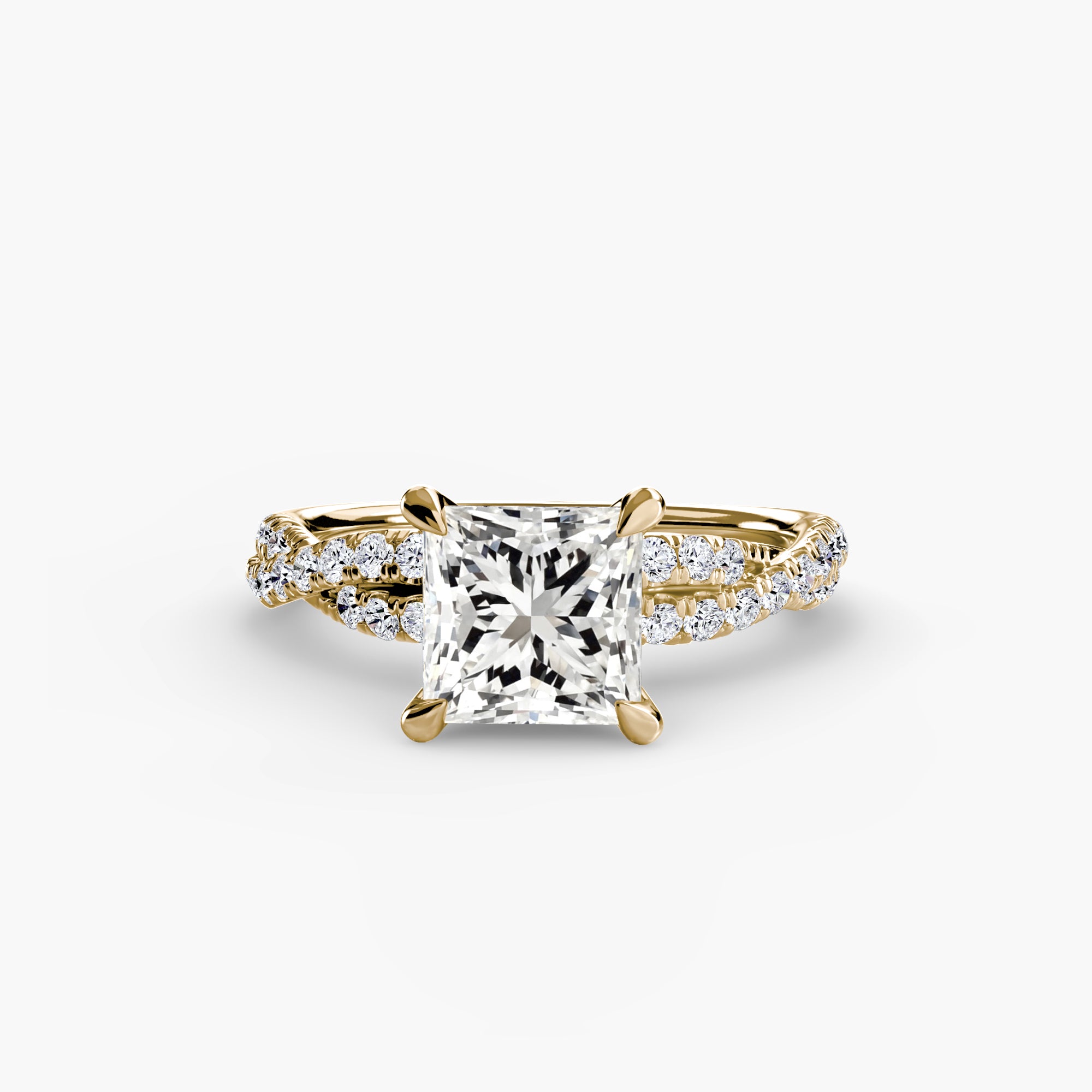 Anello solitario intrecciato con pavé — montatura