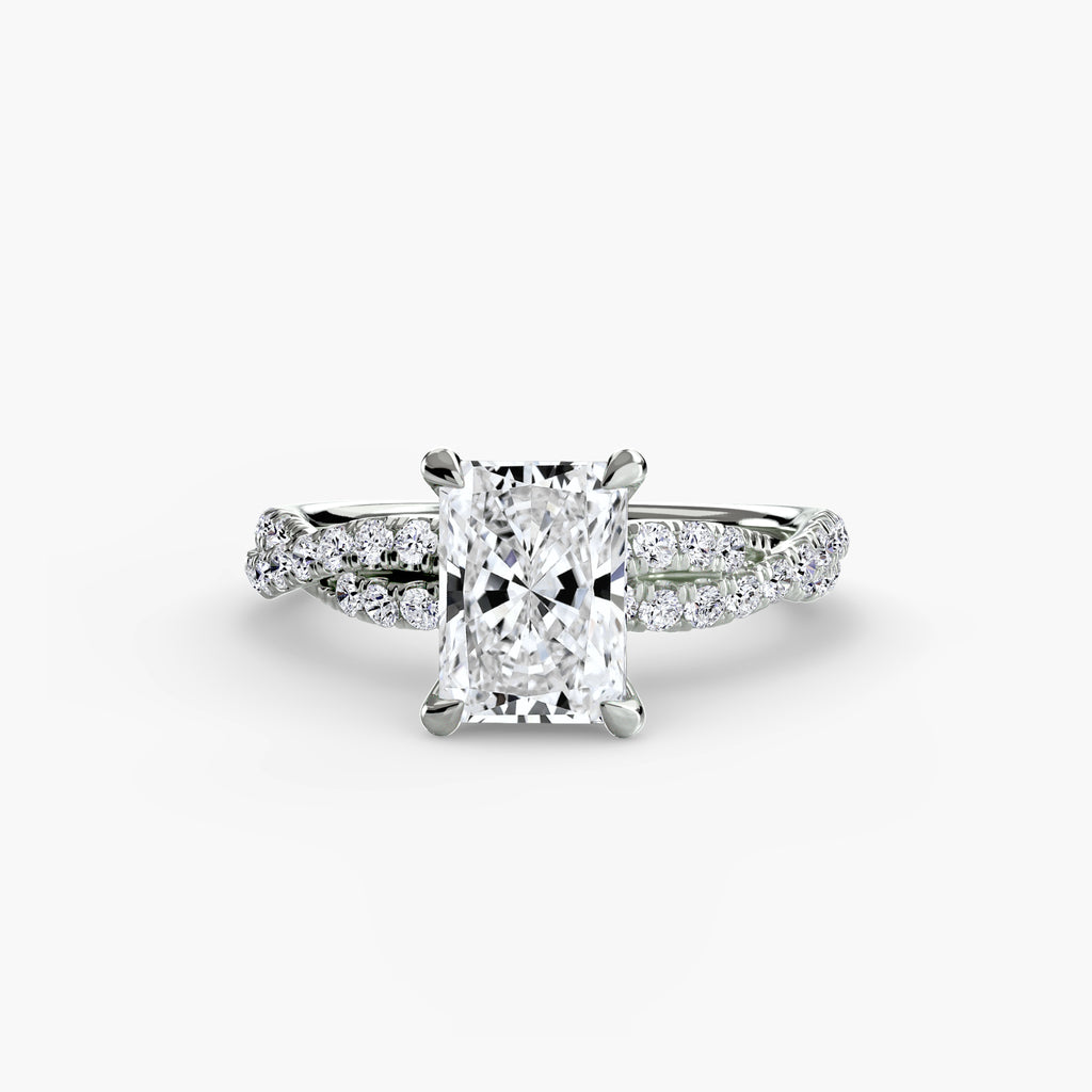 Anello solitario intrecciato con pavé — montatura