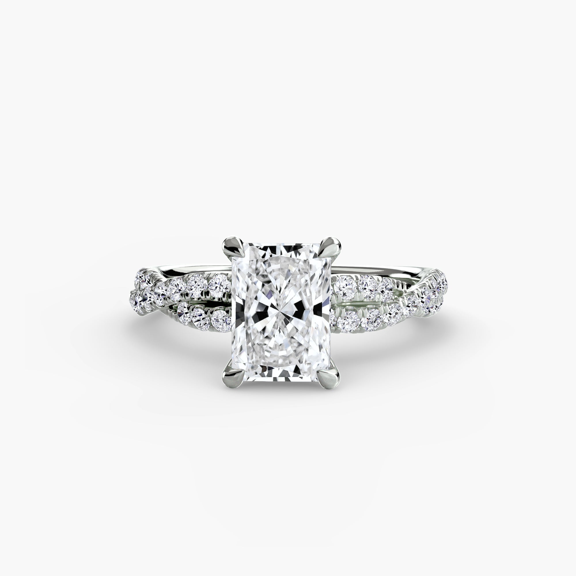 Anello solitario intrecciato con pavé — montatura