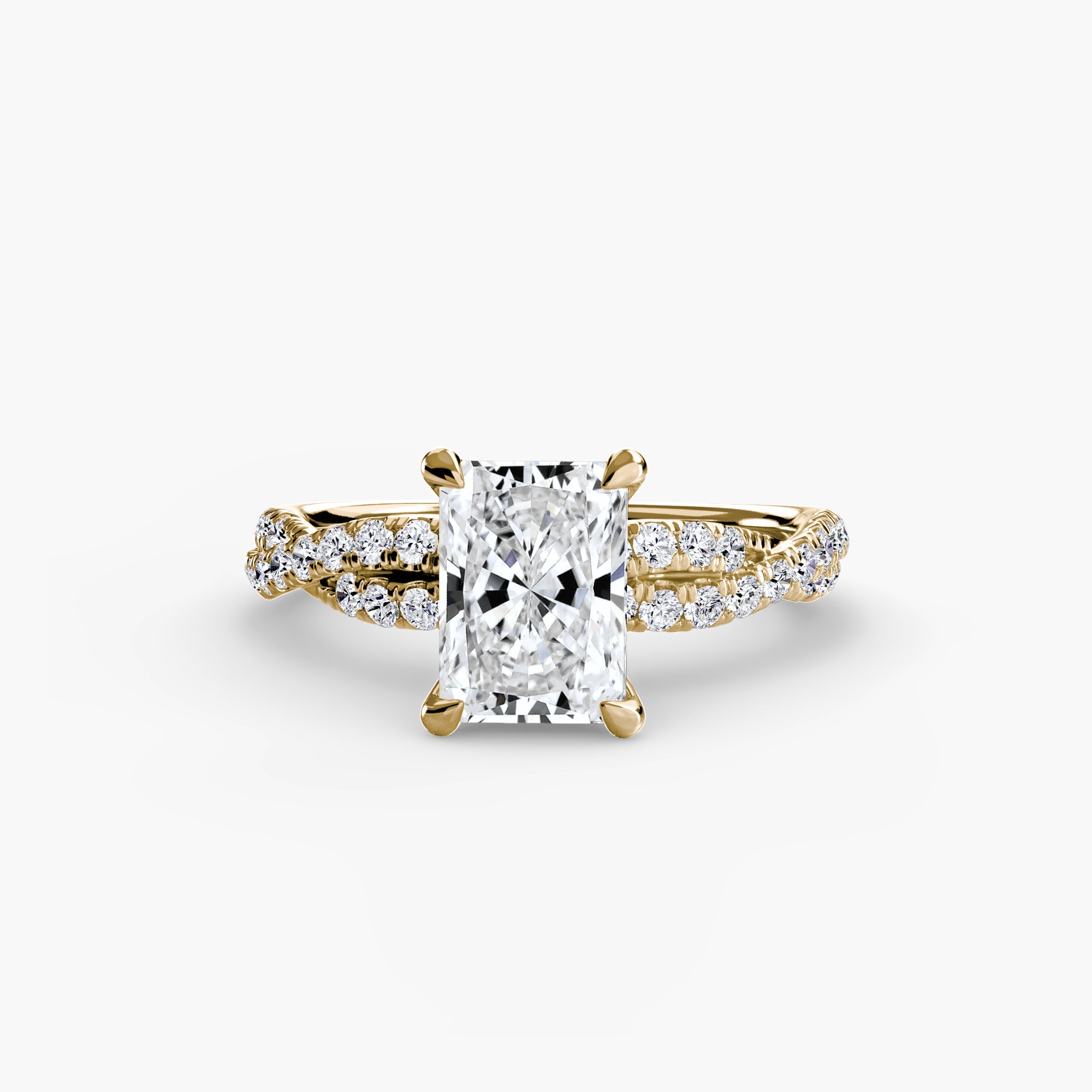 Anello solitario intrecciato con pavé — montatura