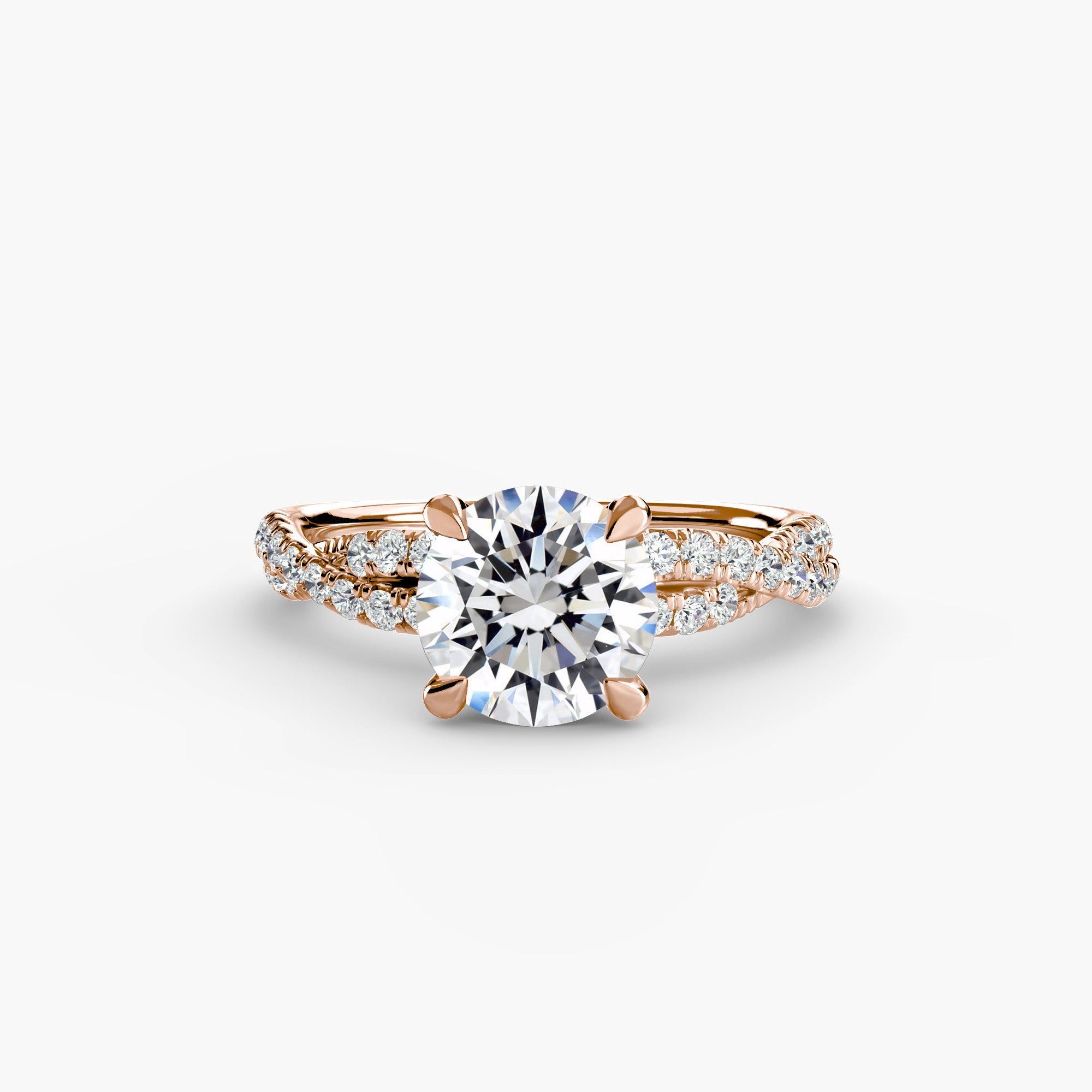 Anello solitario intrecciato con pavé — montatura