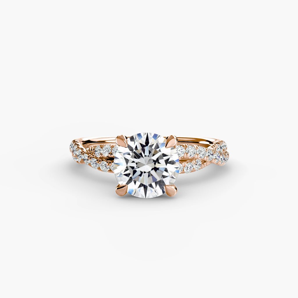 Anello solitario intrecciato con pavé — montatura