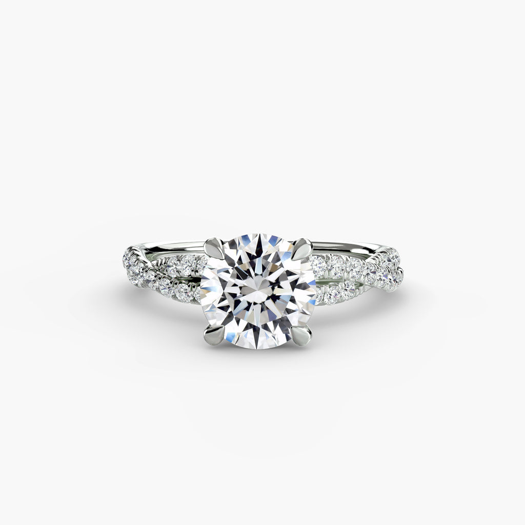 Anello solitario intrecciato con pavé — montatura