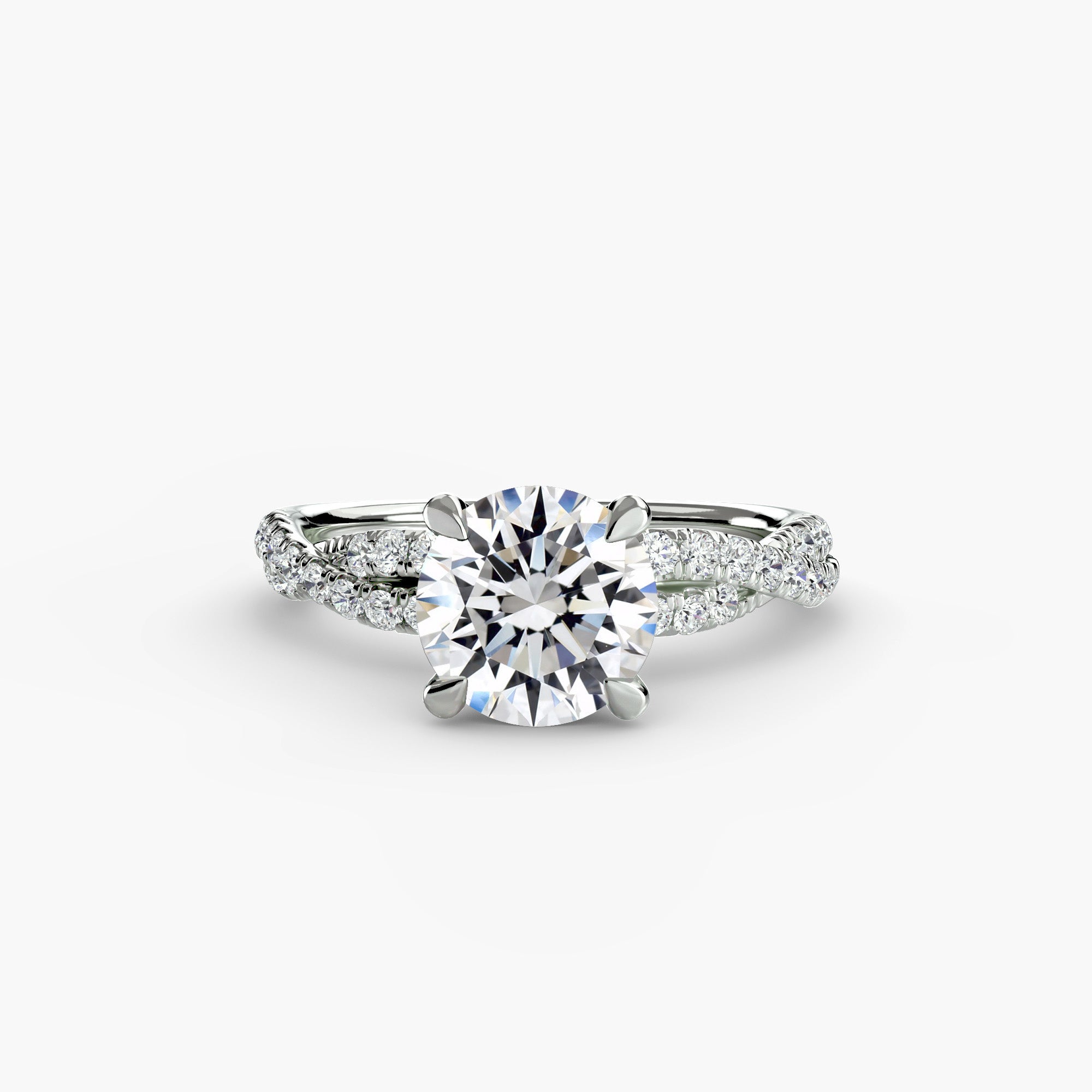 Anello solitario intrecciato con pavé — montatura