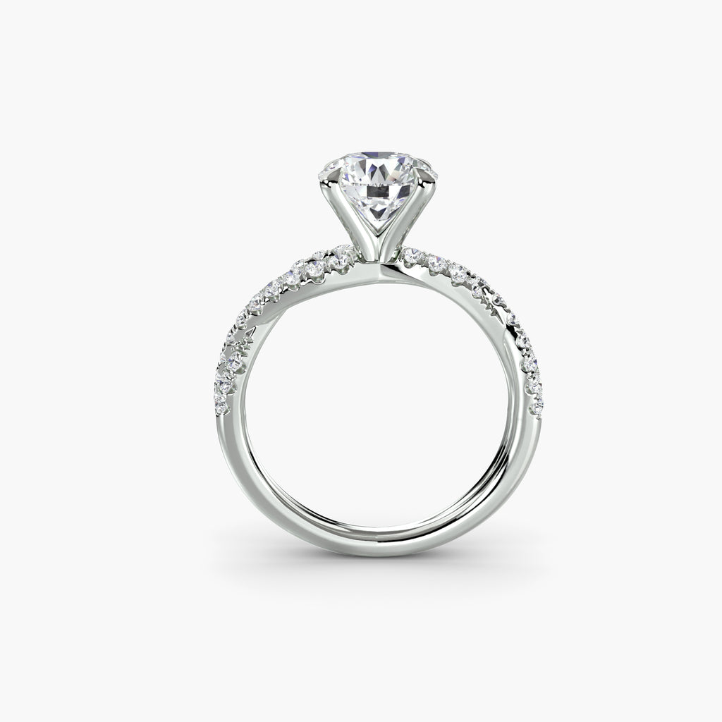 Anello solitario intrecciato con pavé — montatura
