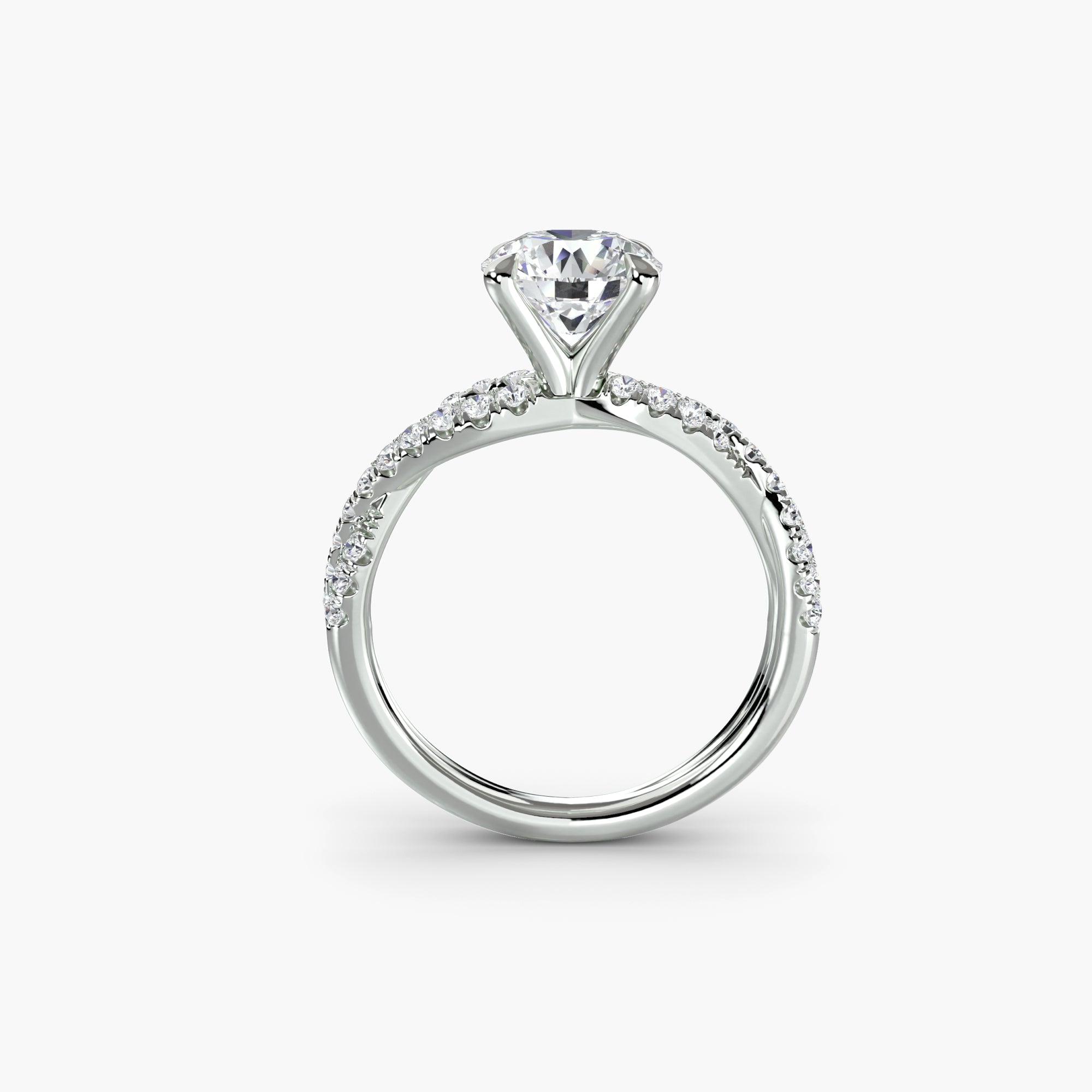 Anello solitario intrecciato con pavé — montatura