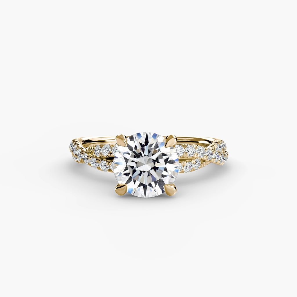 Anello solitario intrecciato con pavé — montatura