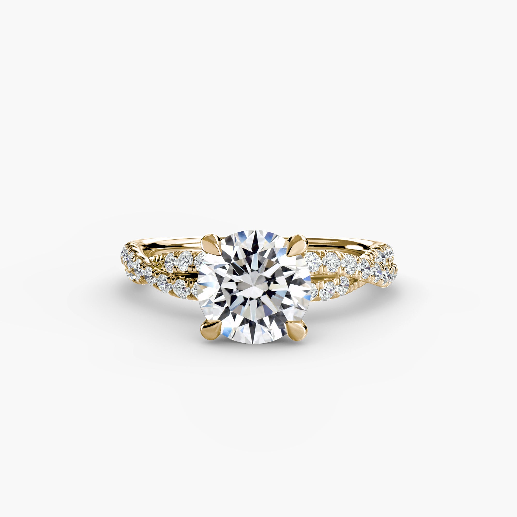 Anello solitario intrecciato con pavé — montatura