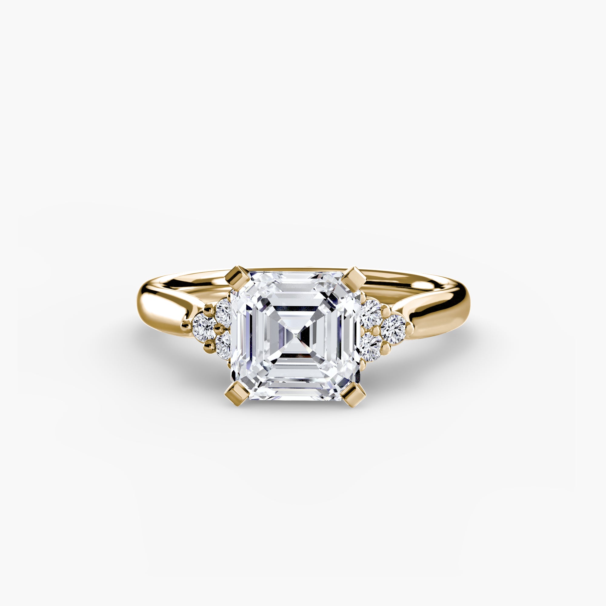 Anello solitario con spalle a cluster, gambo 2,5 mm