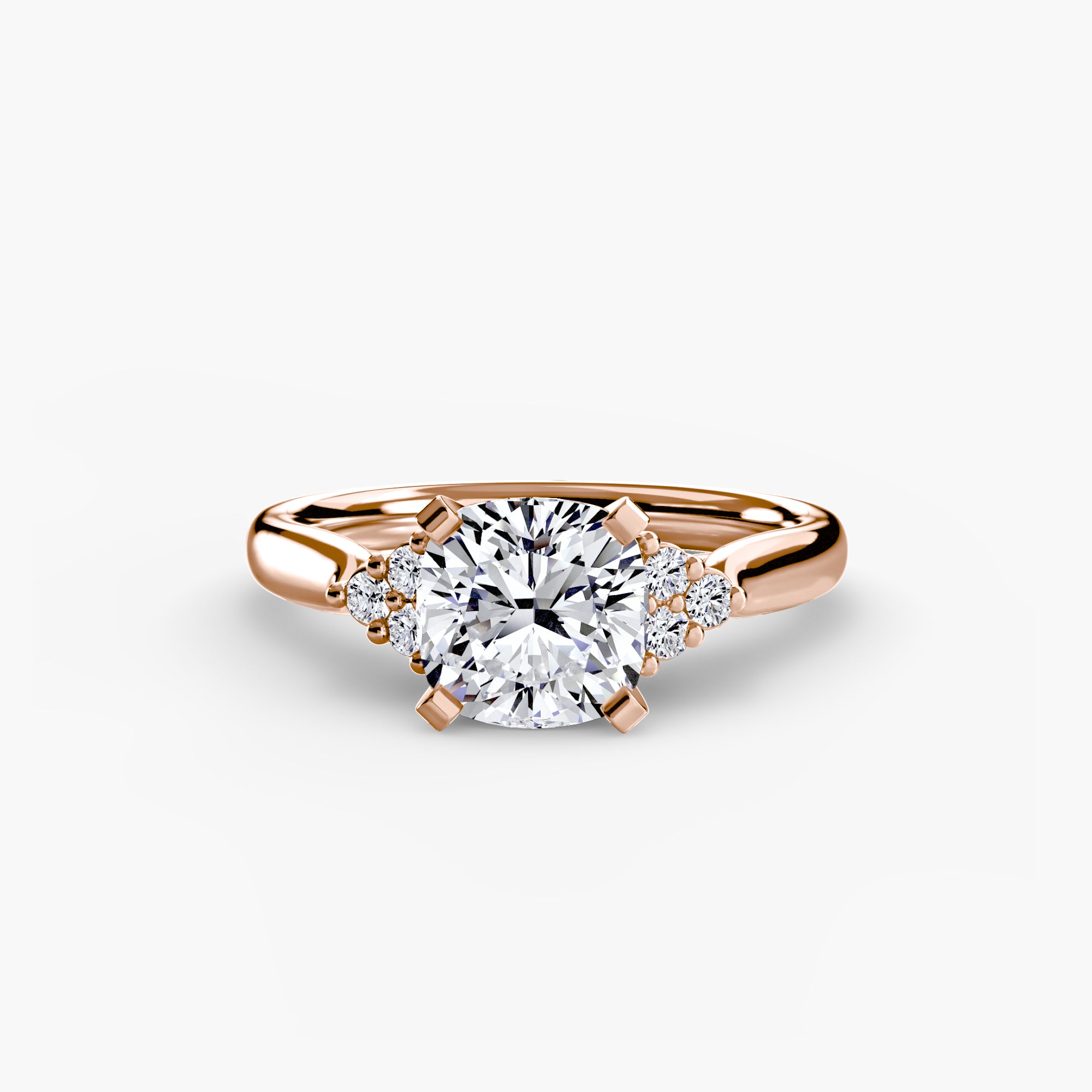 Anello solitario con spalle a cluster, gambo 2,5 mm