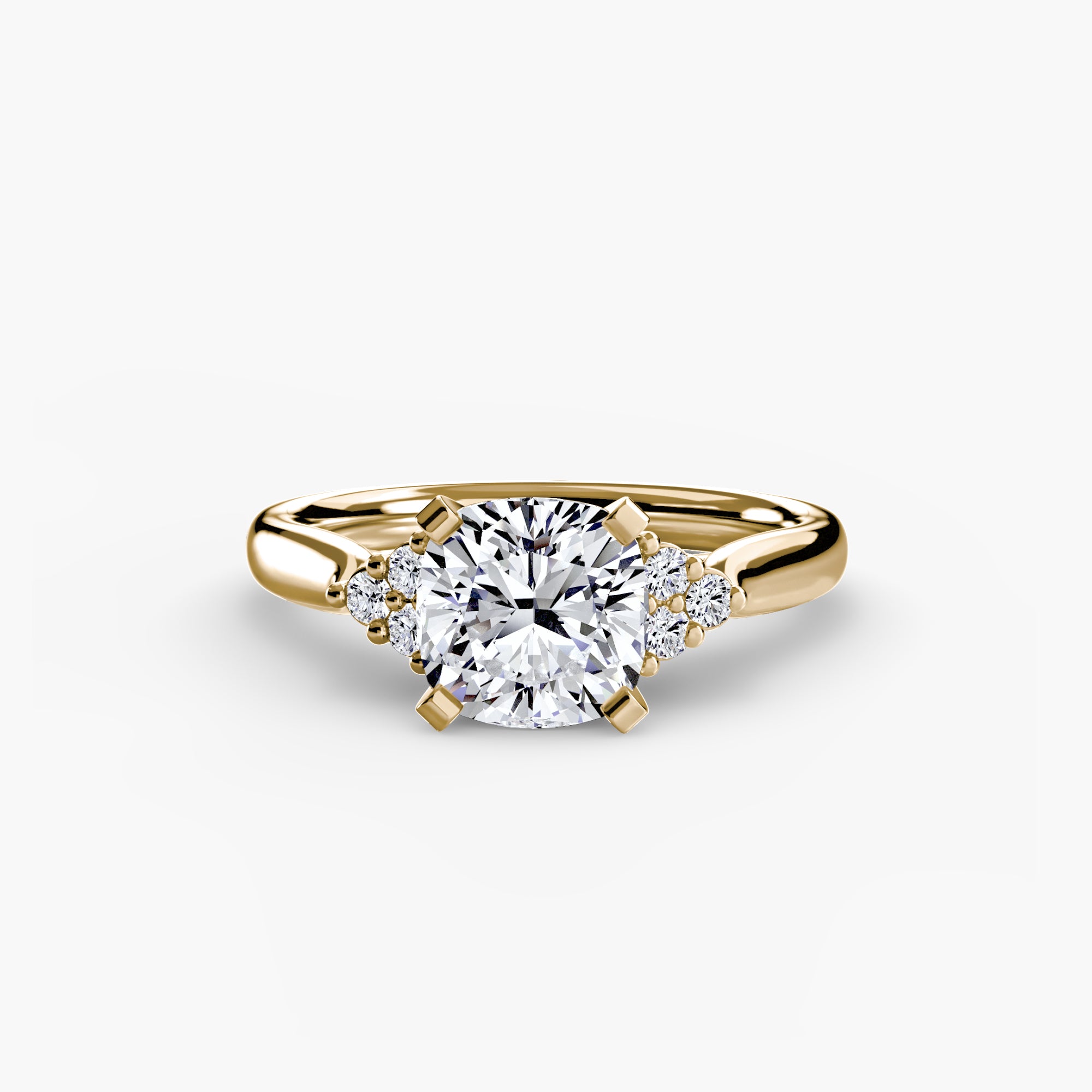 Anello solitario con spalle a cluster, gambo 2,5 mm
